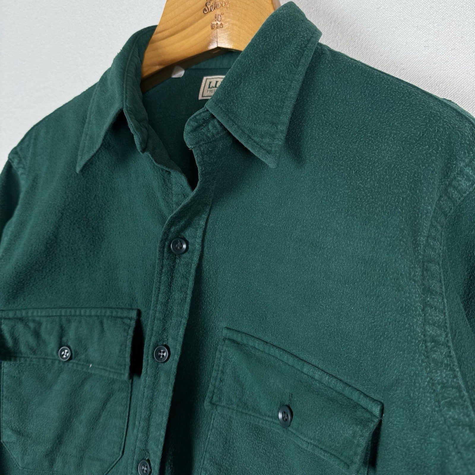 Vintage L.L. Bean Vintage Men’s Large L (16.5) Chamois Shirt Green Heavy Flannel