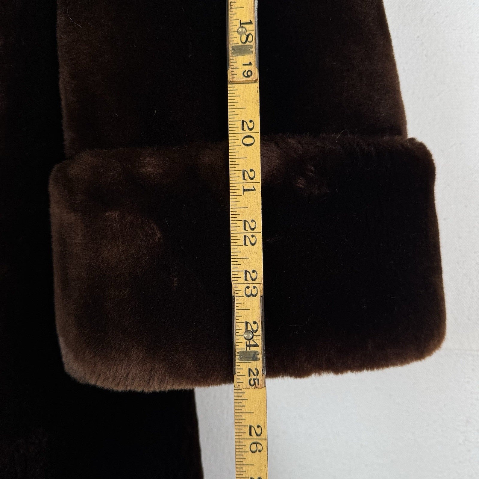 Vintage 50’s 60’s May Company Brown Mouton Lamb Fur 40" Swing Coat Size 10 *Read