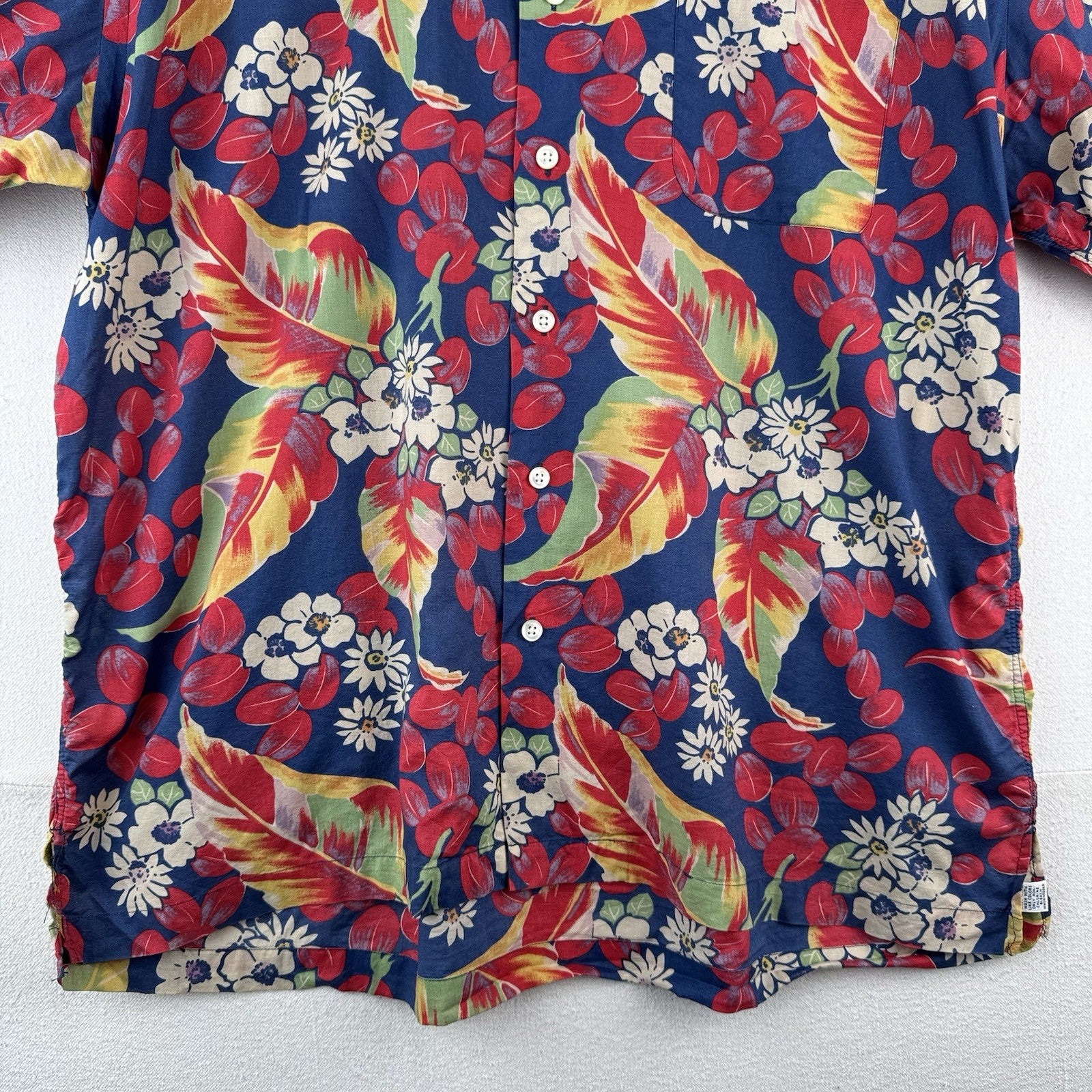 90’s Vtg Polo Ralph Lauren Floral Hawaiian Shirt 2XL Caldwell Loop Collar *Read