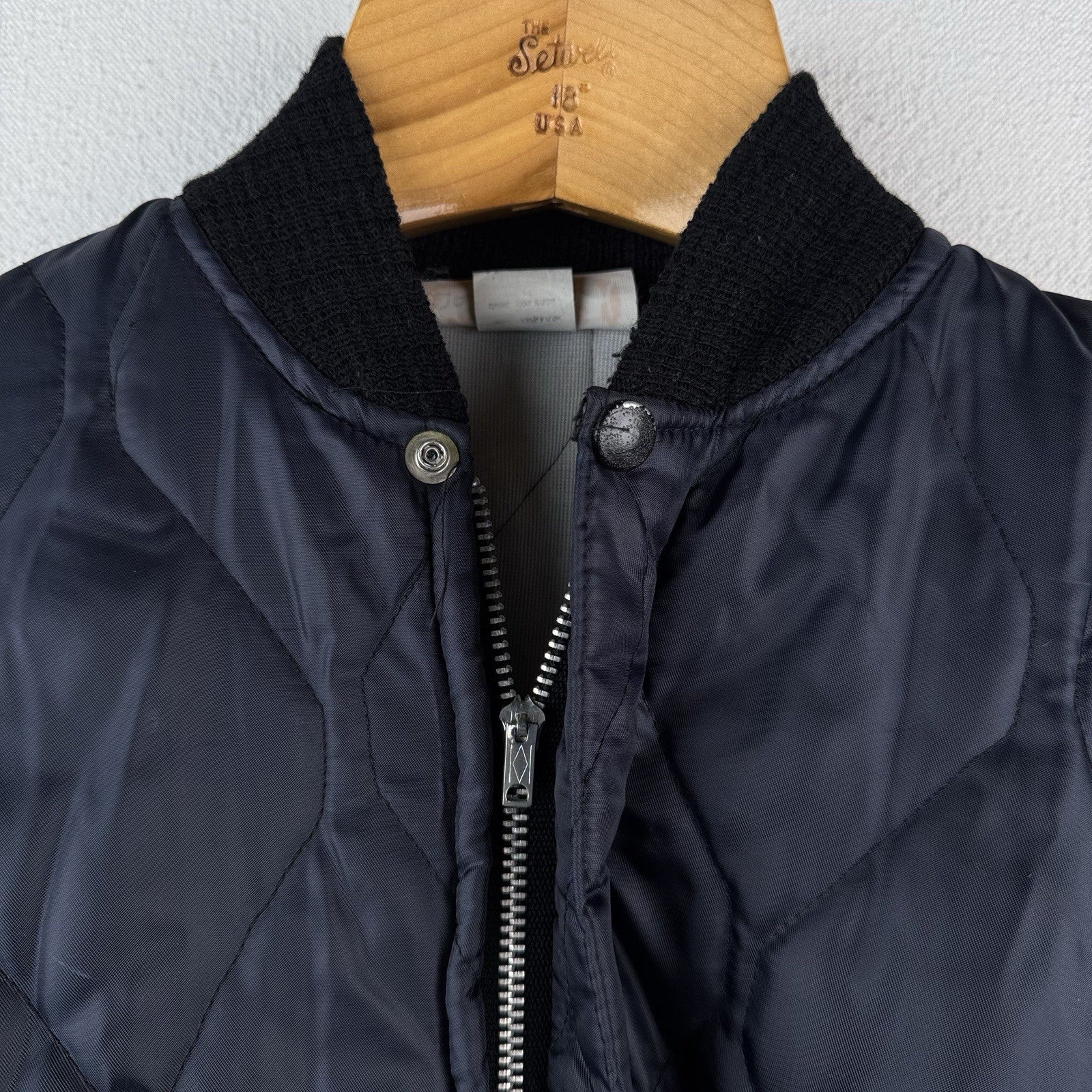80’s Vtg Quilted Liner Jacket Blue Dacron Workwear Bomber Medium Made In USA