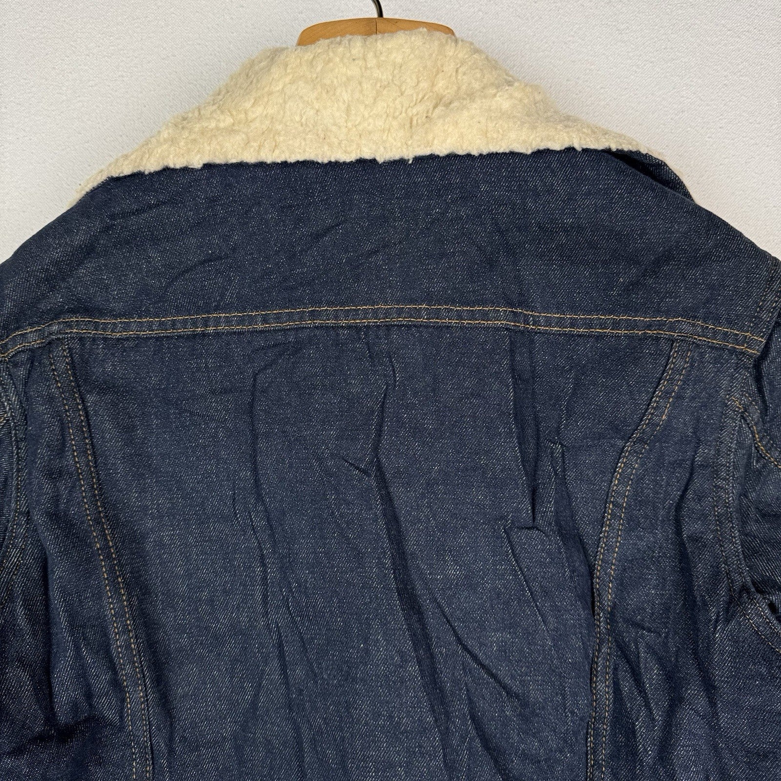 Vintage Sears Roebucks 70's Denim Sherpa Lined USA Western Jacket 44R *Unwashed