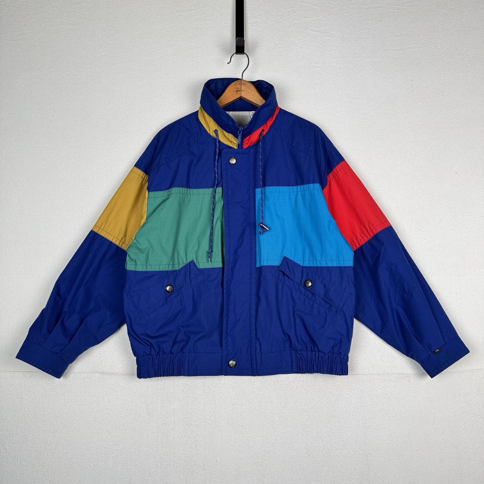 Vtg 90’s London Fog Blue Color Block Wind Jacket Nautical Stowaway Hood Men’s M