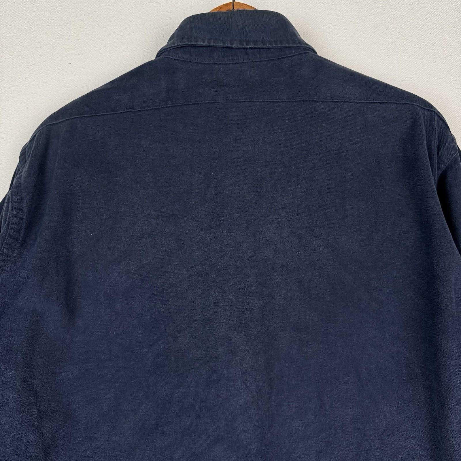 Vintage 90s LL Bean Mens XL 16.5 Blue Chamois Flannel Thick Guide Shirt Made USA