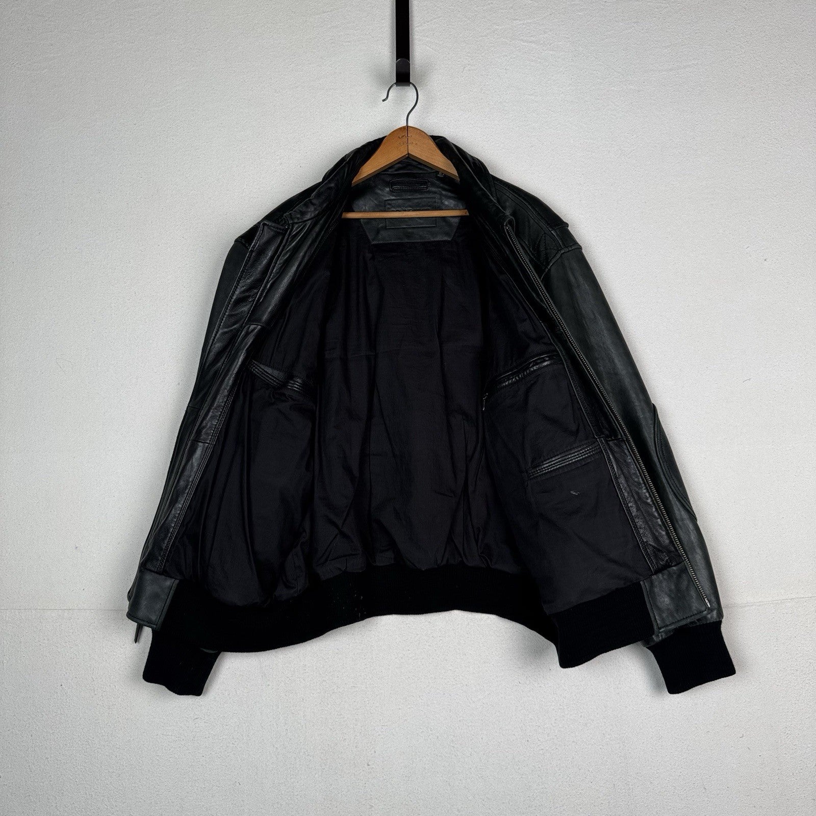 Roundtree And Yorke Genuine Lamb Skin Soft Leather Bomber Jacket Men’s XL Green