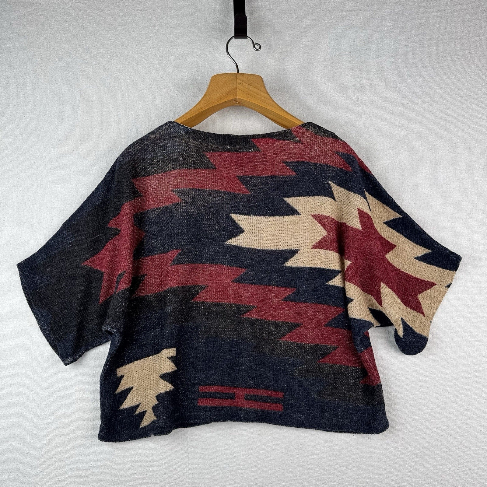 Ralph Lauren Linen Aztec Southwestern Women’s M Boat Neck Dolman Sleeve Sweater