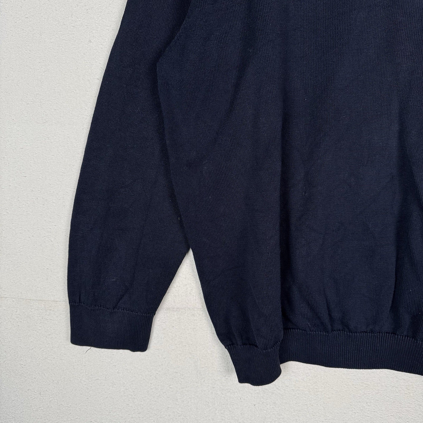 Vintage Lacoste Men’s V-Neck Sweater Navy Blue 3XL Cotton (9)