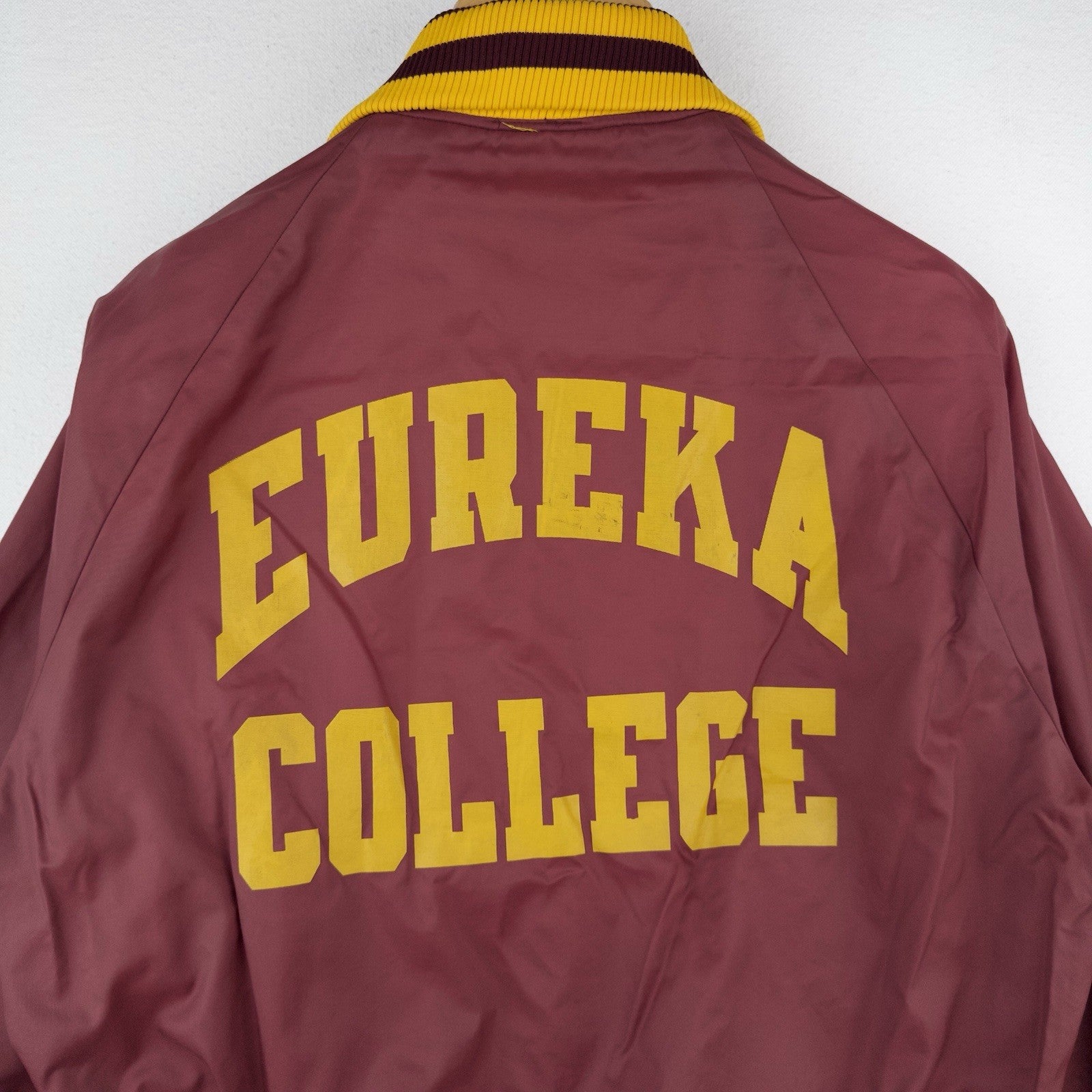 70’s Vtg Champion Eureka College Nylon Varsity Jacket Medium Snap Front Made USA
