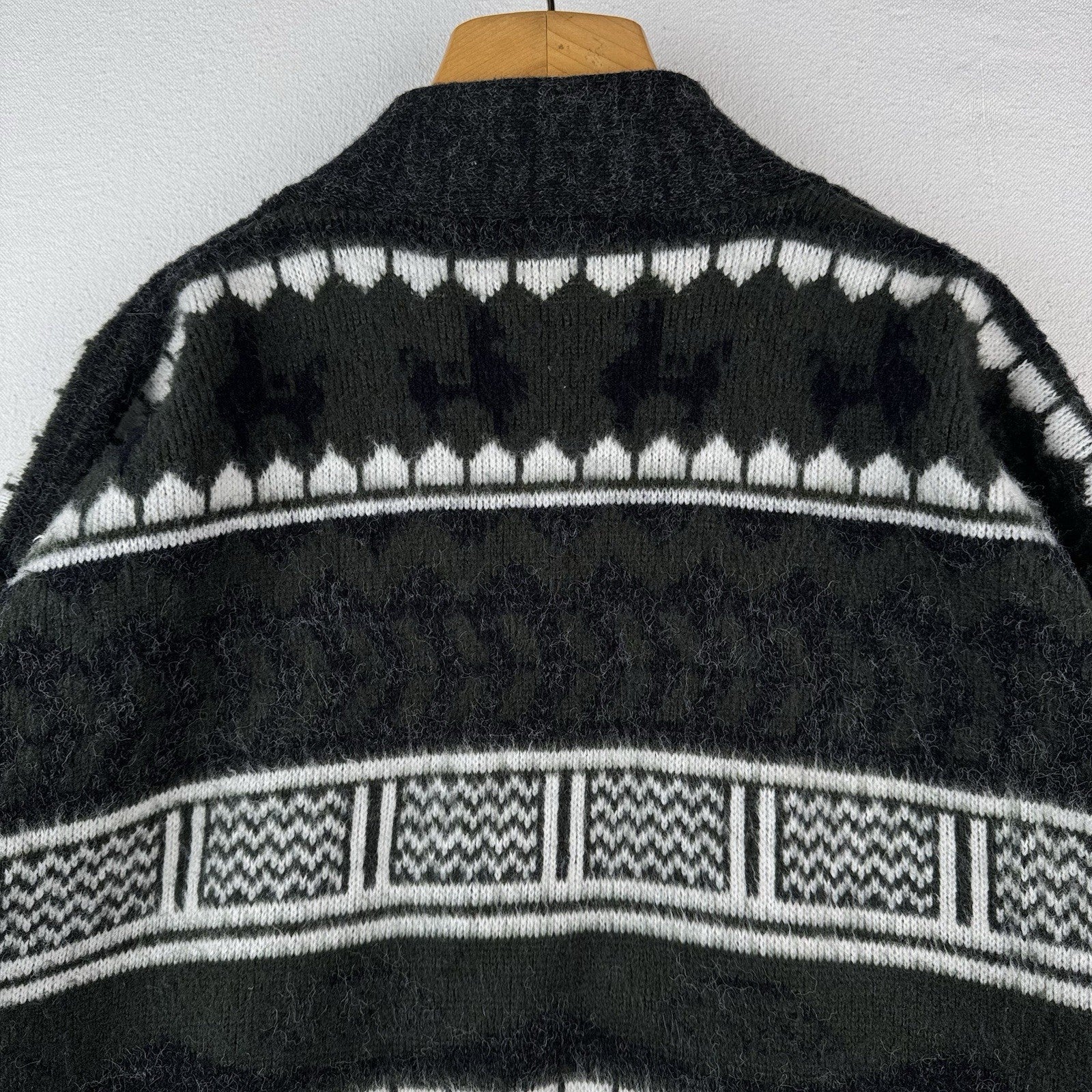 Tejidos Ruminahui Men's XL Southwest V-Neck Wool Cardigan Sweater Green Gray