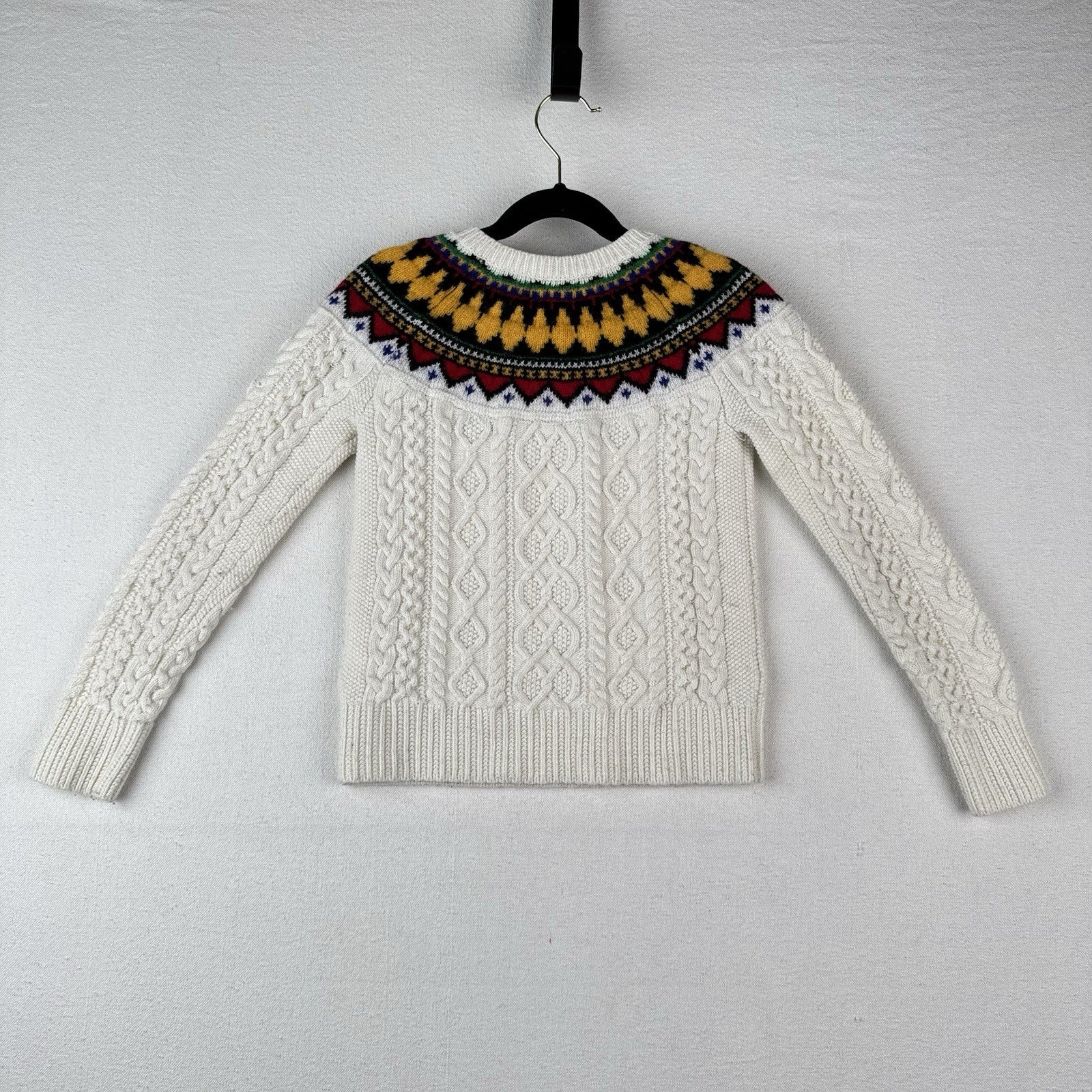 Polo Ralph Lauren Girl’s Small (7) Fair Isle Aran Knit Sweater Cream Colorful