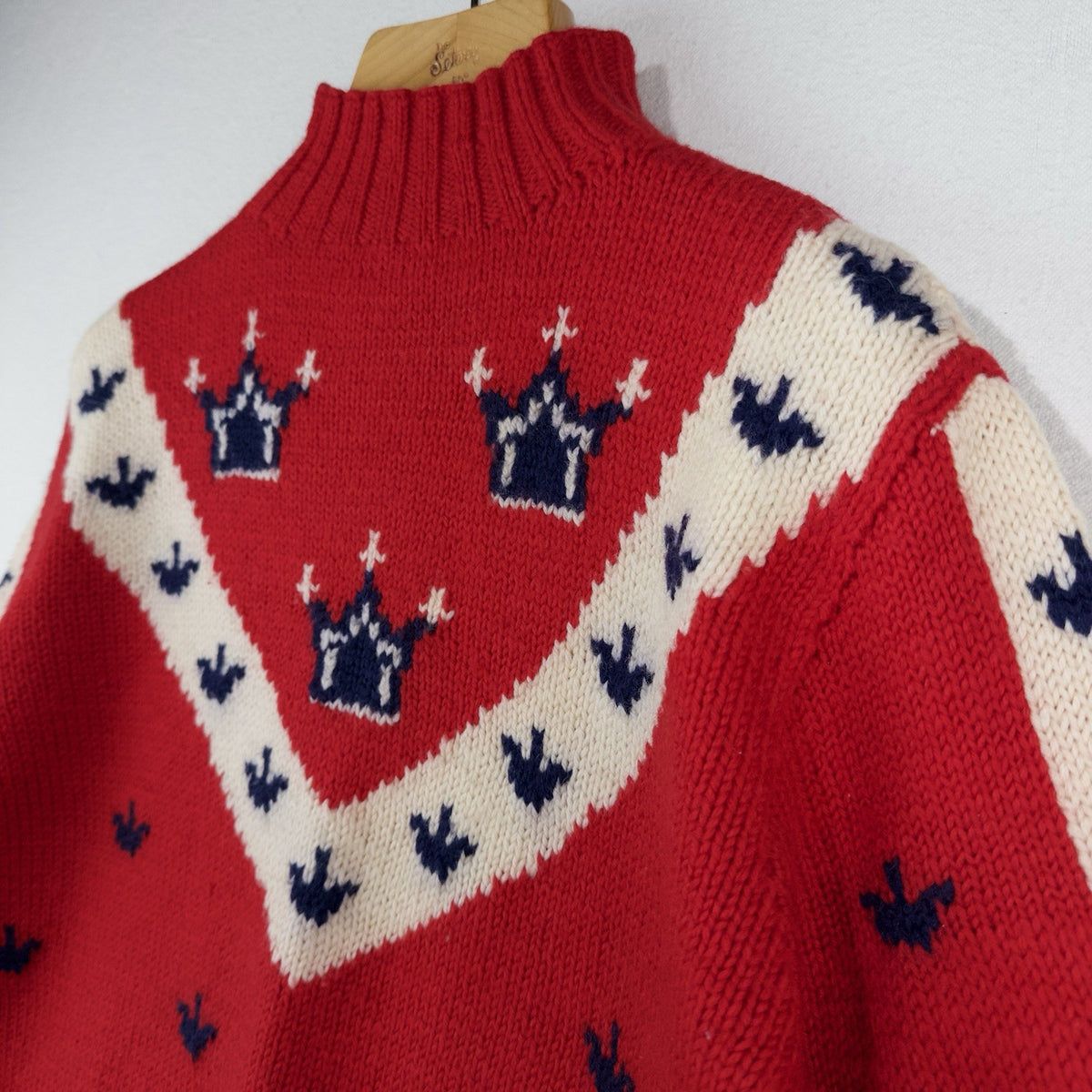50’s Vtg Royal Crown Hand Knit Wool Sweater Pullover Mock Neck Men’s Medium 38