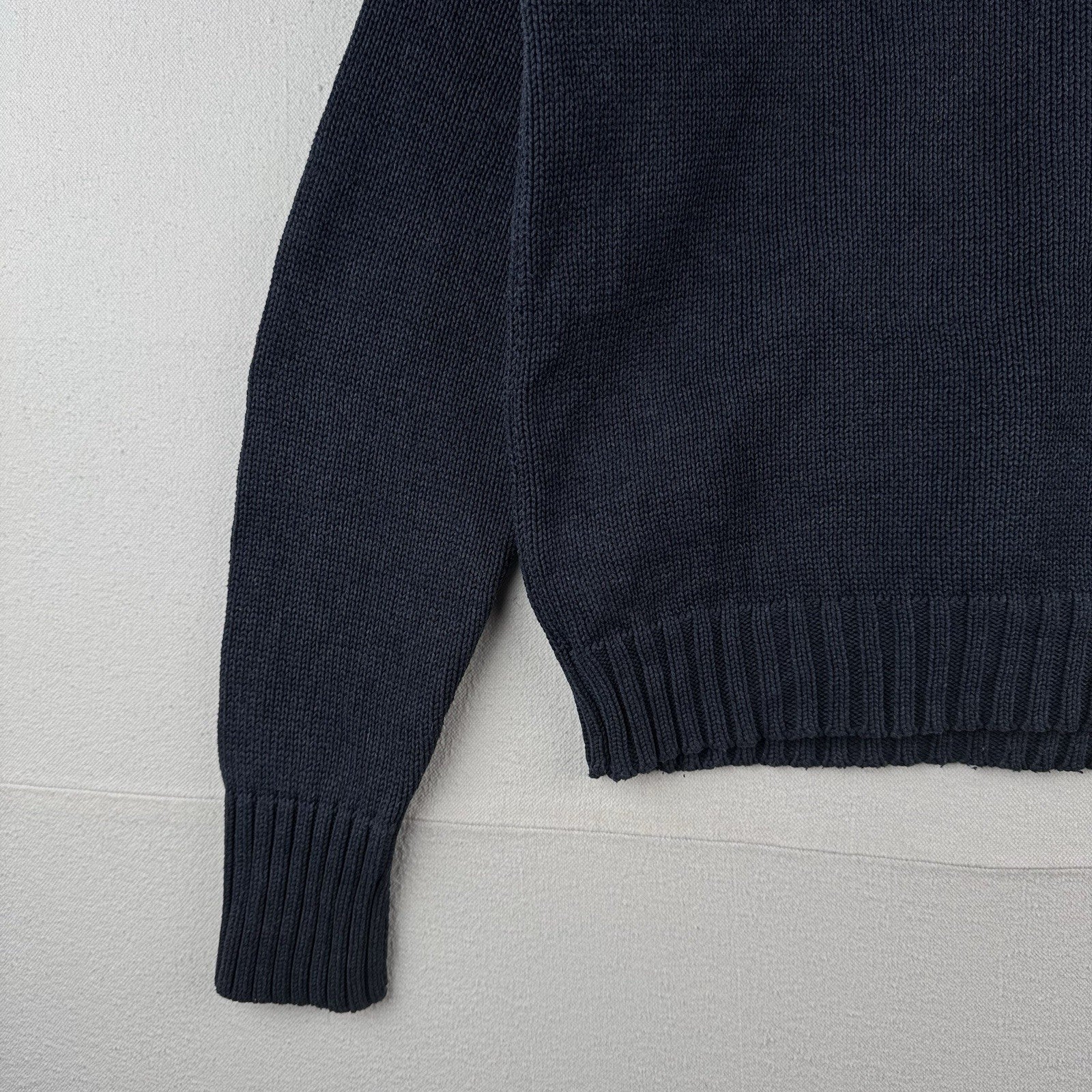 90’s Vintage Polo Ralph Lauren Sweater Men L Navy Blue Knit Pullover Blue Pony