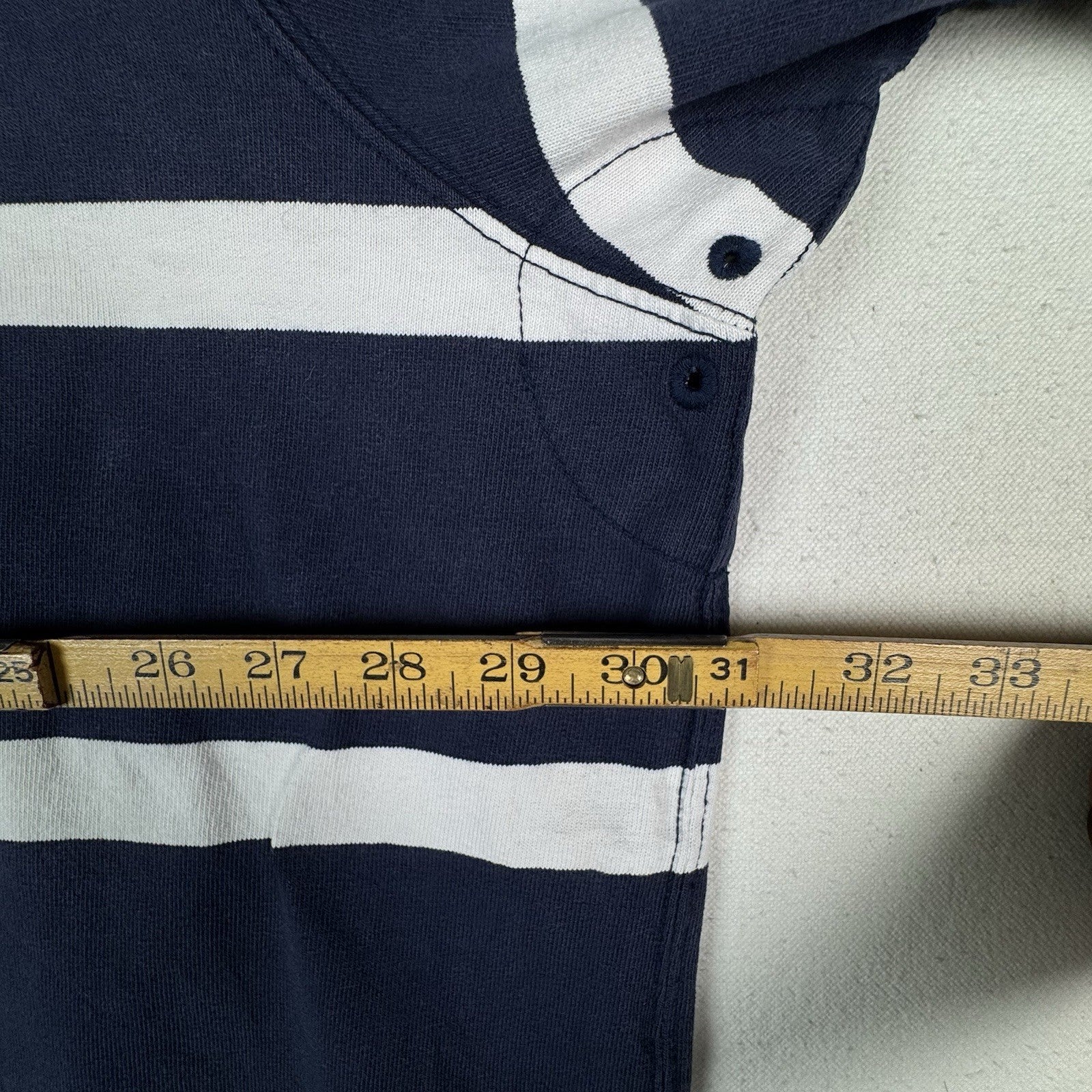Polo Ralph Lauren Rugby Shirt 4XLB Blue White Quilted Elbow Patch *No Cuffs
