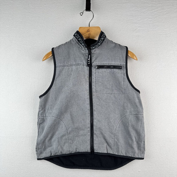 Vtg L.L. Bean Aztec Canvas Vest Kids M 10-12 Southwestern Zip Western Gray