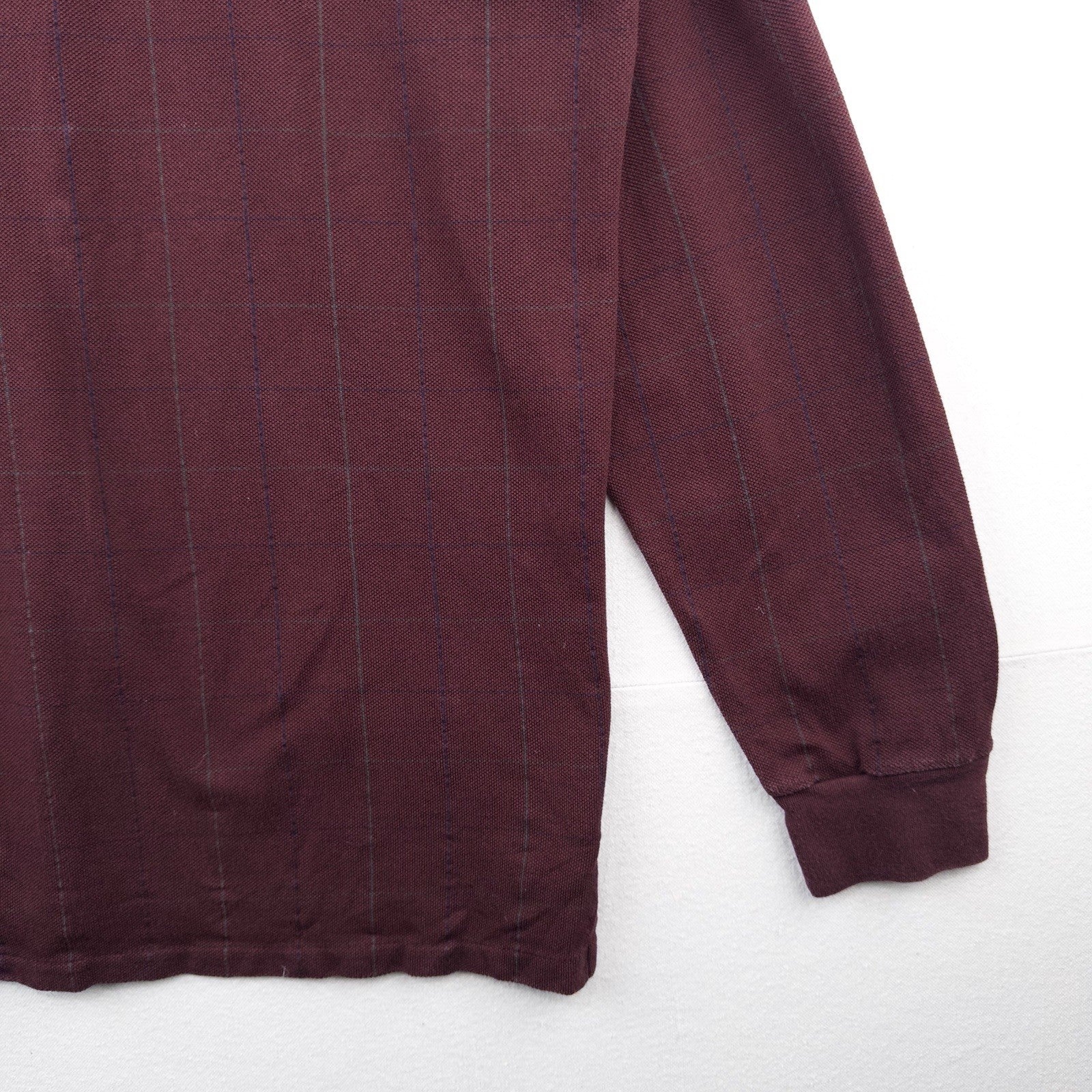 90’s Vtg Polo Ralph Lauren Turtleneck Men’s XL Maroon Windowpane Check USA