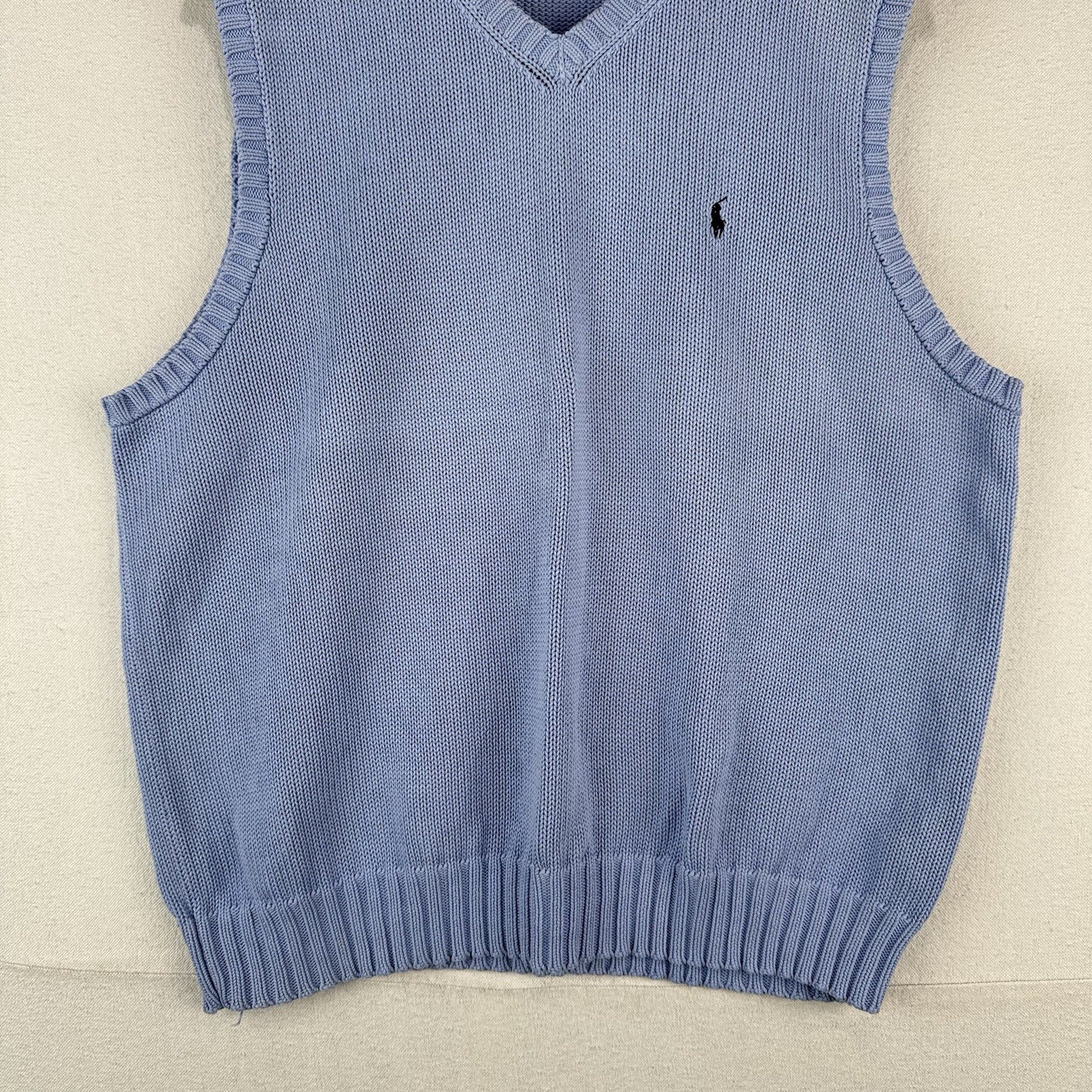 90's Vtg Polo Ralph Lauren Sweater Vest Mens XL  Light Blue V-Neck *Read