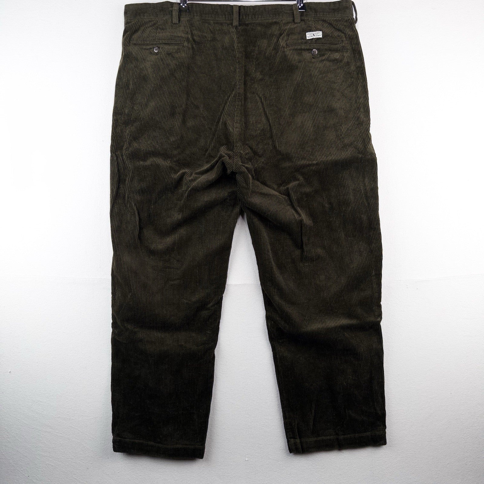 90’s Vtg Polo Ralph Lauren Corduroy Andrew Pant Mens 44x30 Olive Green Wide Wale