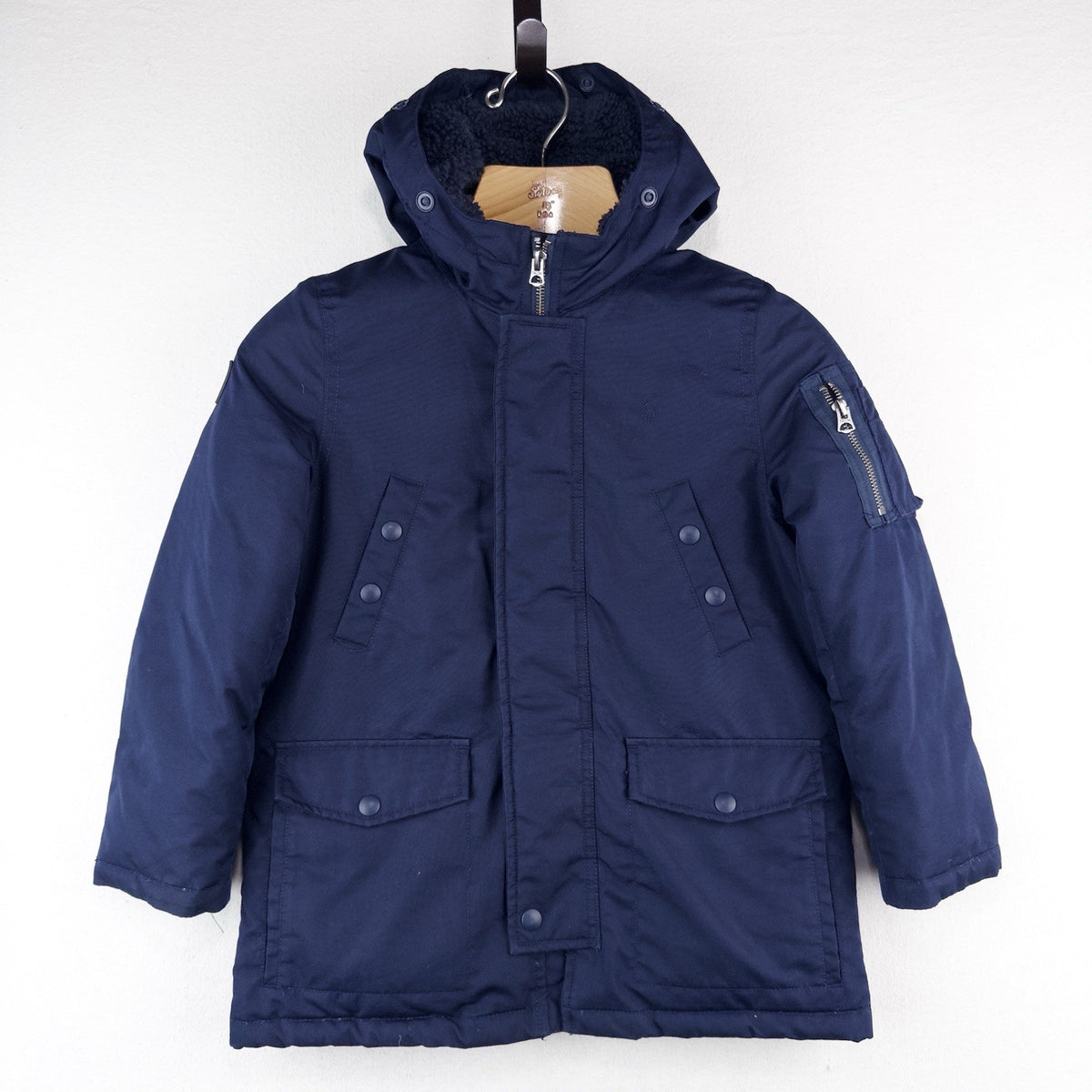 Polo Ralph Lauren Boy's 7 Blue Hooded Parka Jacket *No Hood Fur