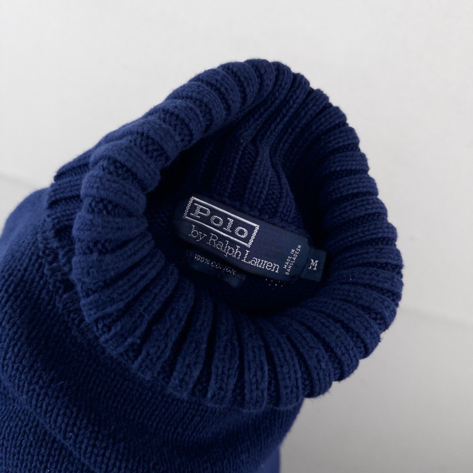 90’s Vtg Polo Ralph Lauren Turtleneck Cotton Sweater Men M Blue Black Stripe