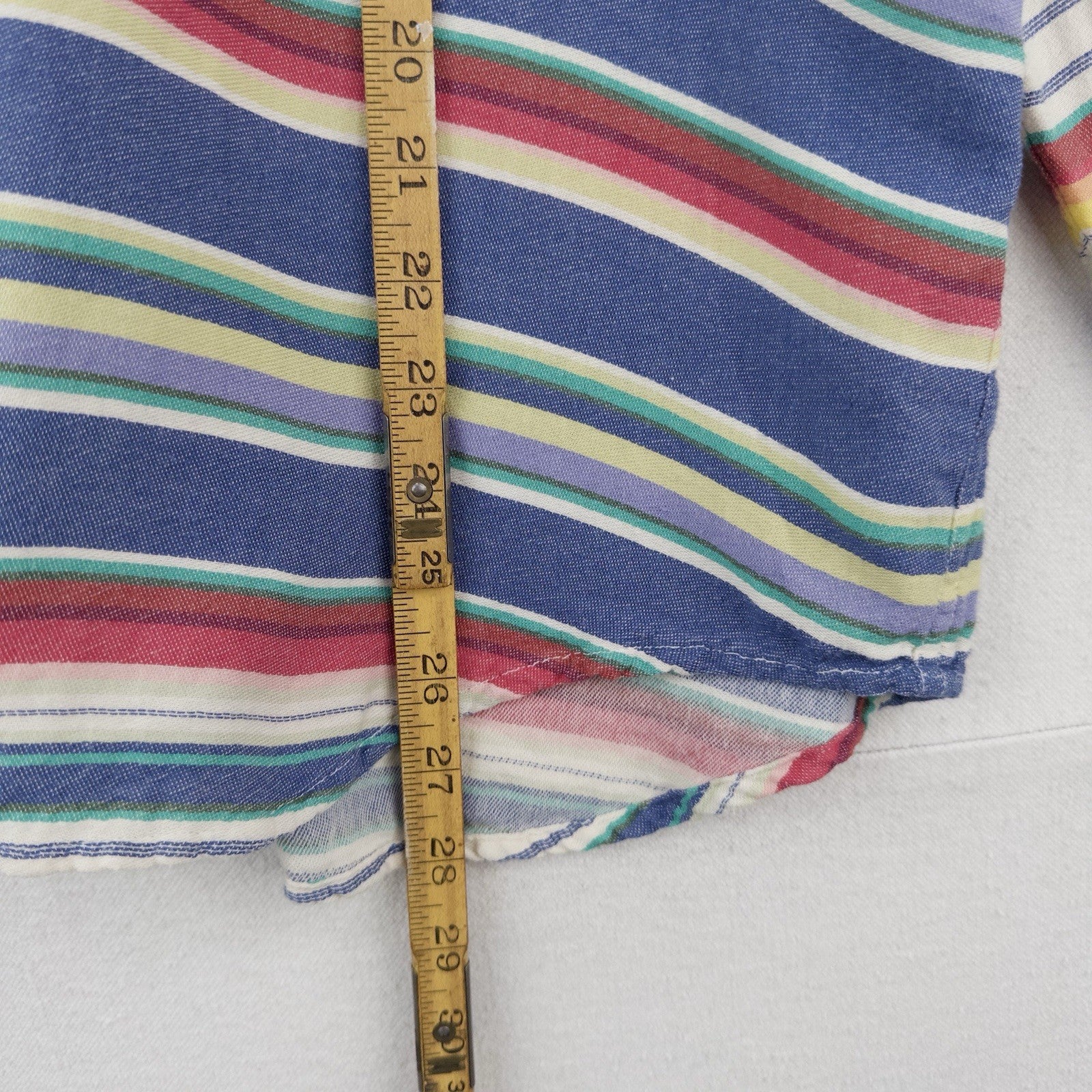 90’s Vtg CHAPS Ralph Lauren Blanket Stripe Print Button Up Shirt Men’s Large