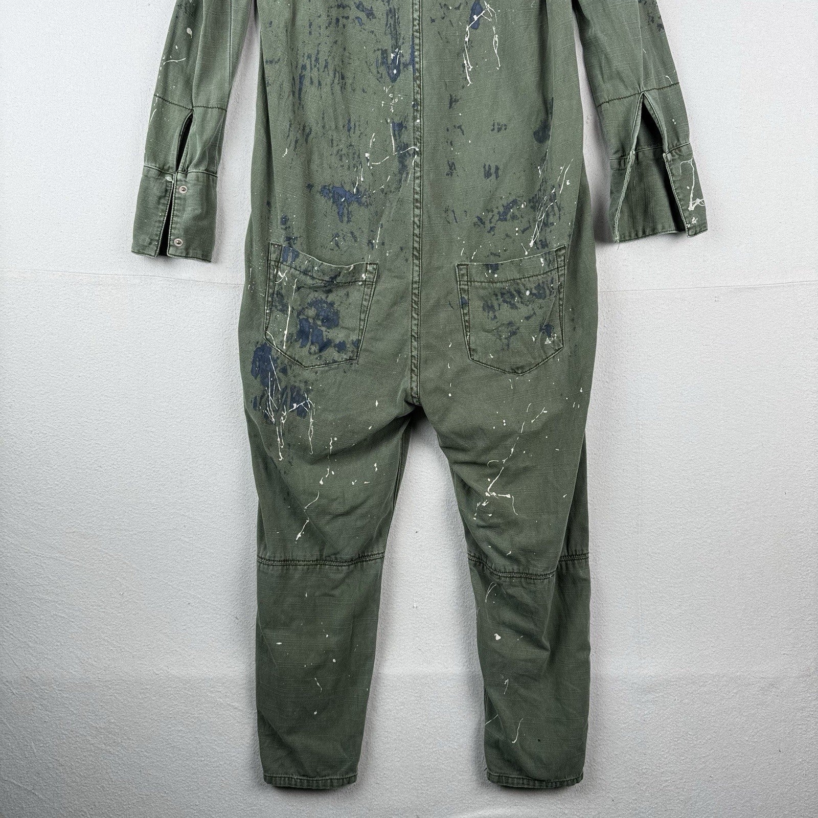 One Teaspoon Long Sleeve Distressed Jumpsuit Cotton Slouchy Snap Women’s XS