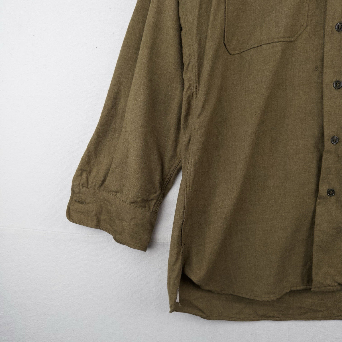 40’s Vtg WWII Wool Gas Flap Army Military Button Uniform Work Shirt Gussets