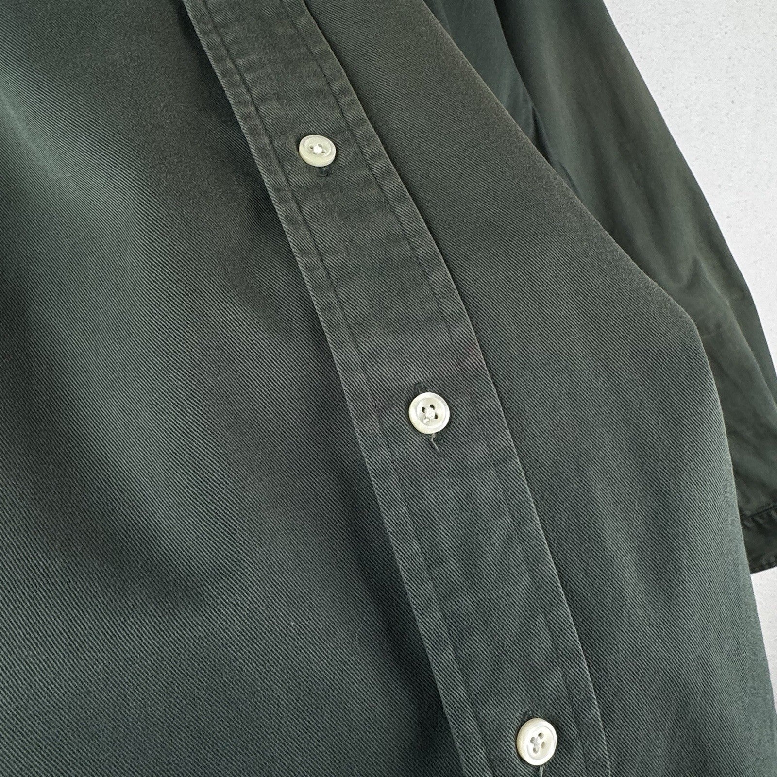 Vintage Ralph Lauren Mens M Green Blake Long Sleeve Shirt *Distressed Sun Faded