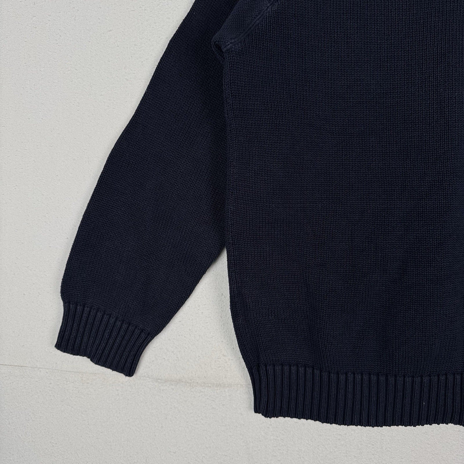 Vintage Tommy Hilfiger Men's Knit Cotton Navy Blue Crewneck Sweater Large