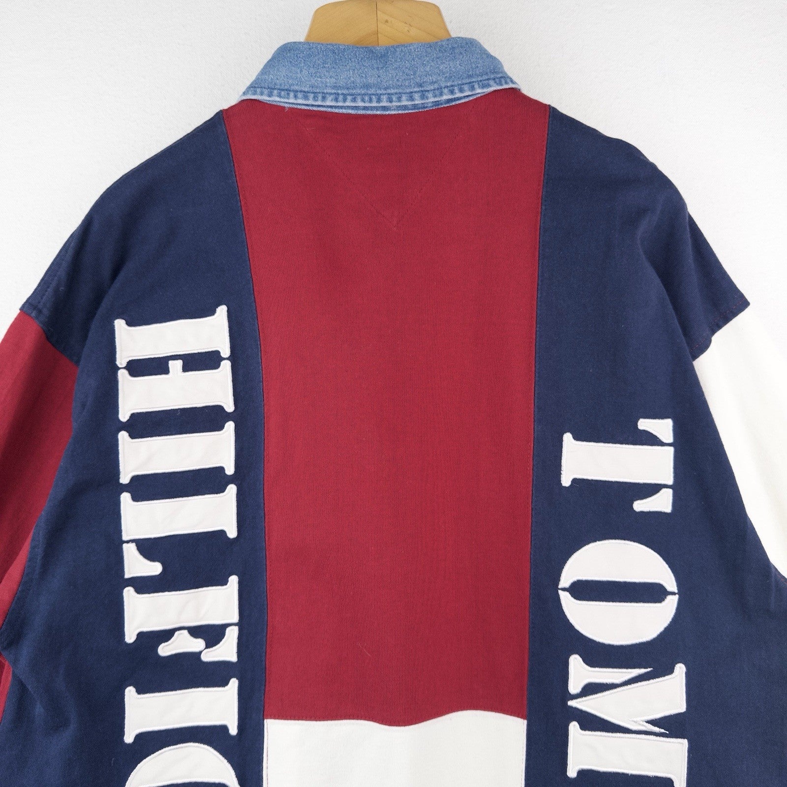 90s Vtg Tommy Hilfiger Rugby Polo Shirt Stars Stripes USA American Flag XL