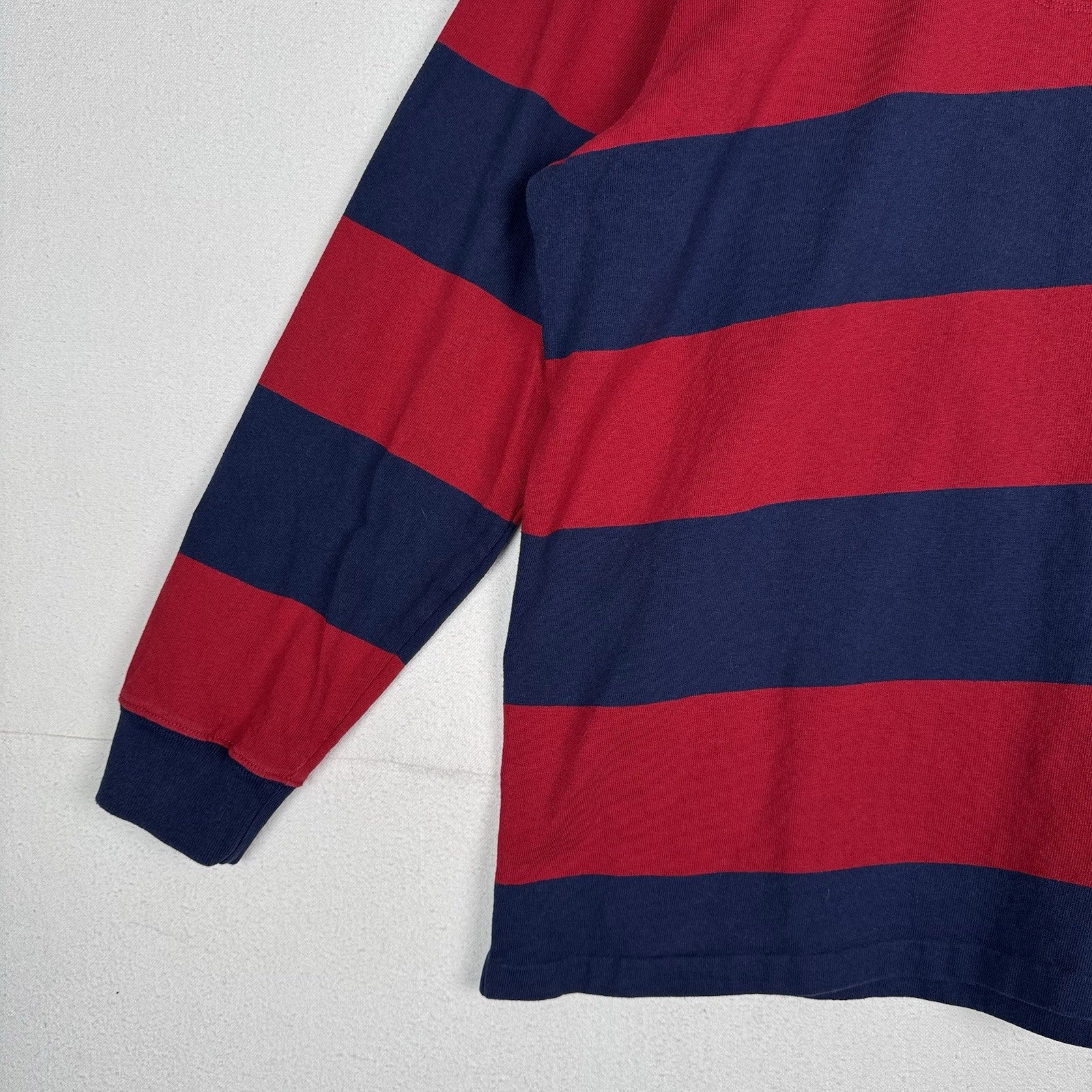 Polo Ralph Lauren Men's Navy/Dark Red Stripe Classic Fit Rugby Polo Shirt XL