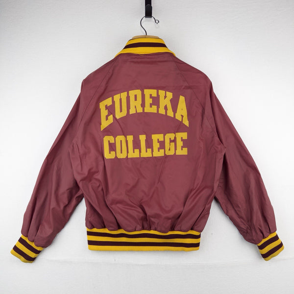 70’s Vtg Champion Eureka College Nylon Varsity Jacket Medium Snap Front Made USA