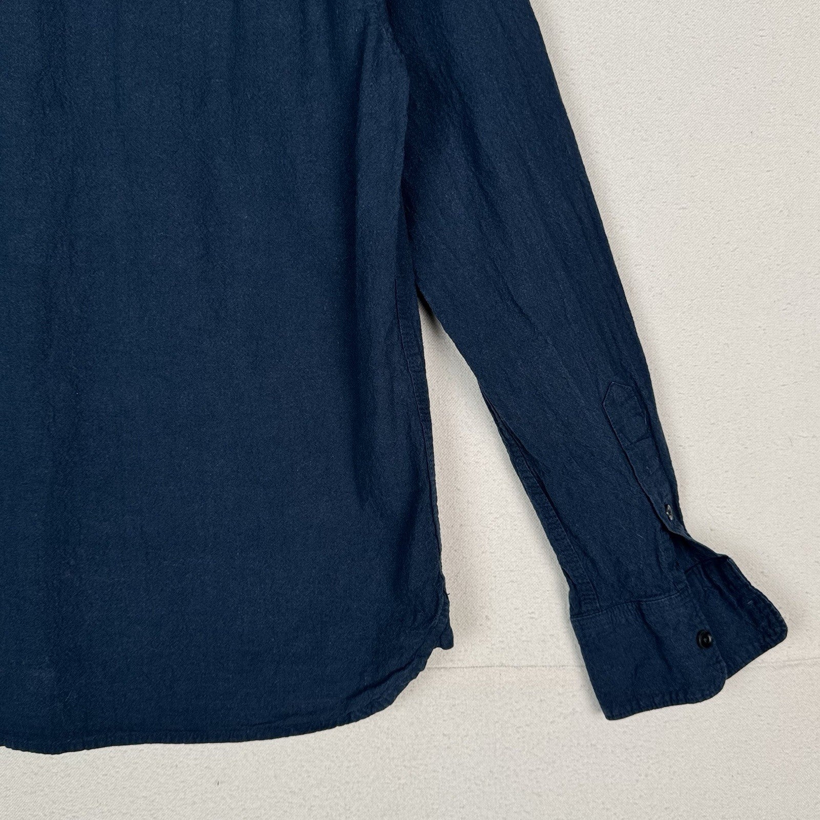 Flint And Tinder Men's Cotton Linen Long Sleeve Shirt  in Washed Navy Large