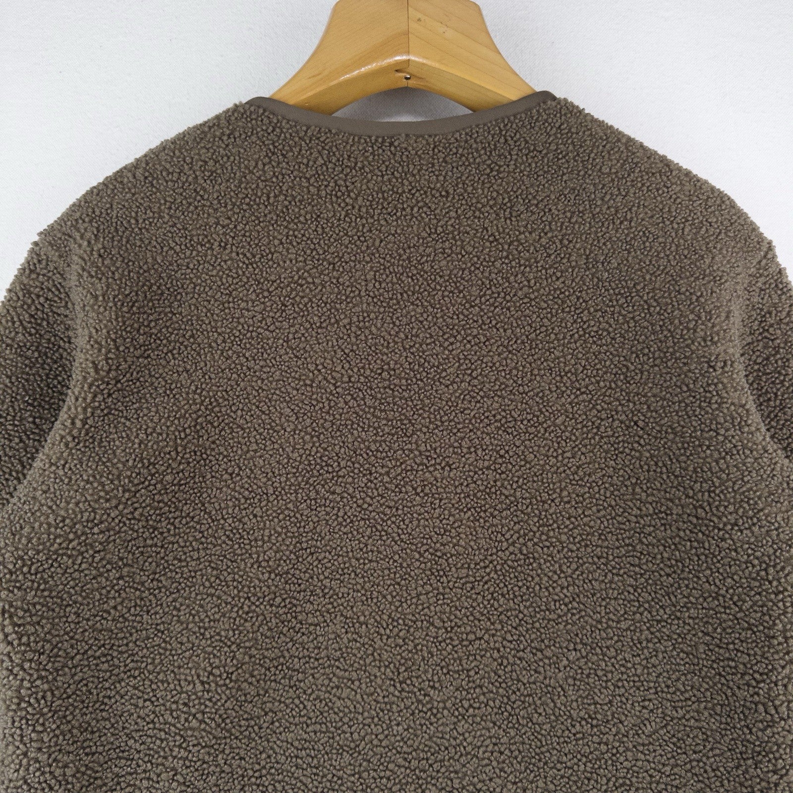 Uniqlo Pile Fleece Military Crew Cardigan Sweater Jacket Coffee Brown Small (38)