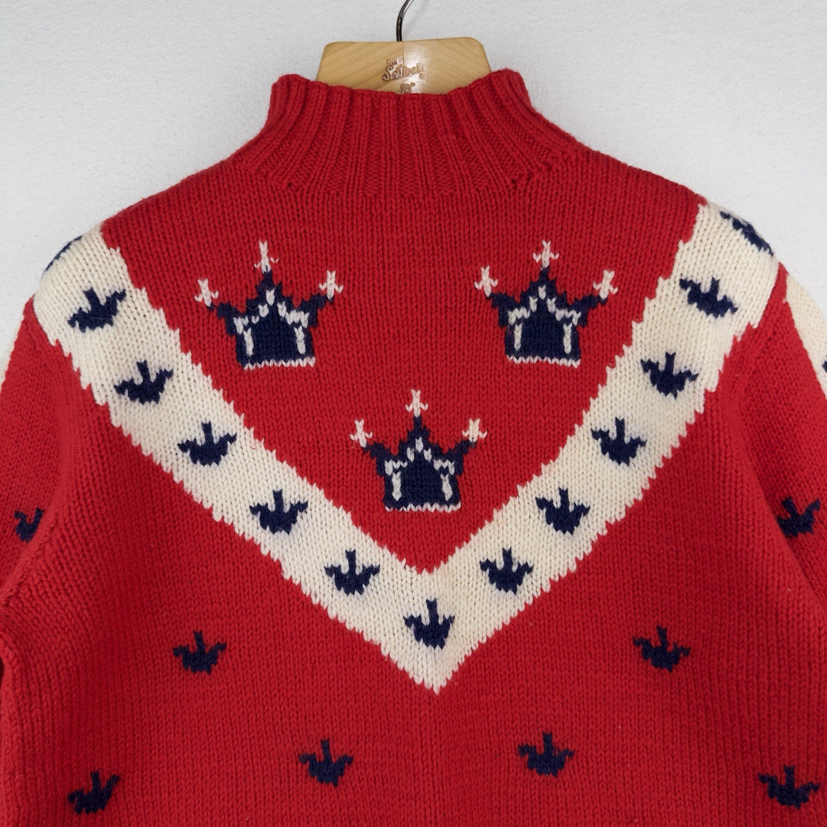 50’s Vtg Royal Crown Hand Knit Wool Sweater Pullover Mock Neck Men’s Medium 38