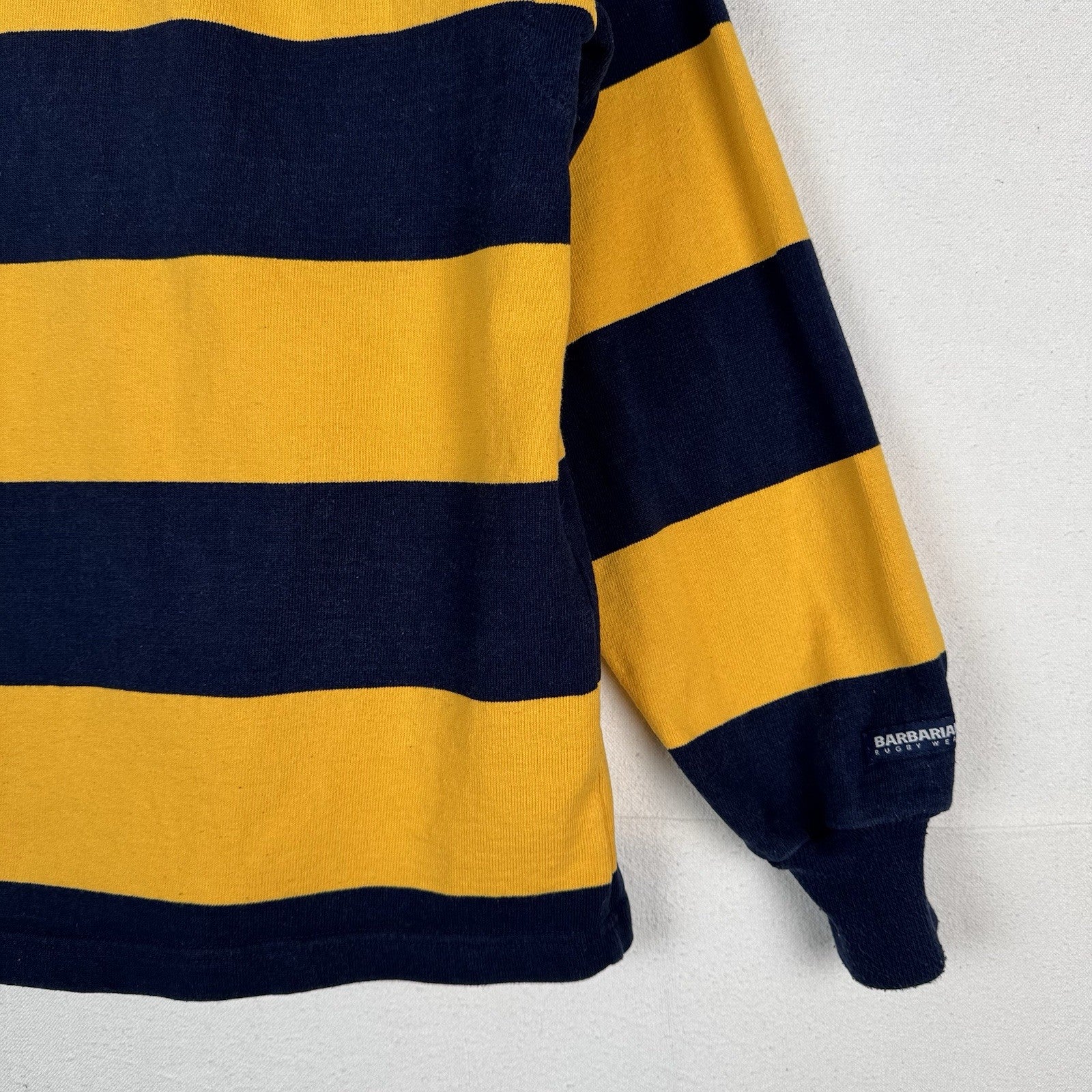 Barbarian Rugby Wear Men’s Large Soccer Navy & Yellow Striped Rugby Shirt