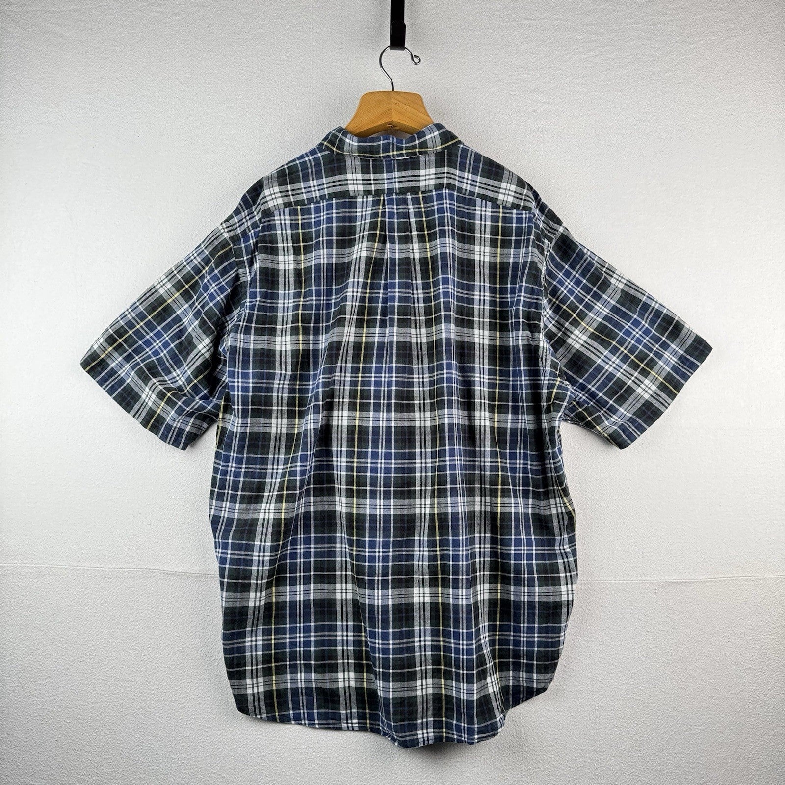 Ralph Lauren Mens 2XL Blake Short Sleeve Tartan Plaid Polo Button Down Shirt