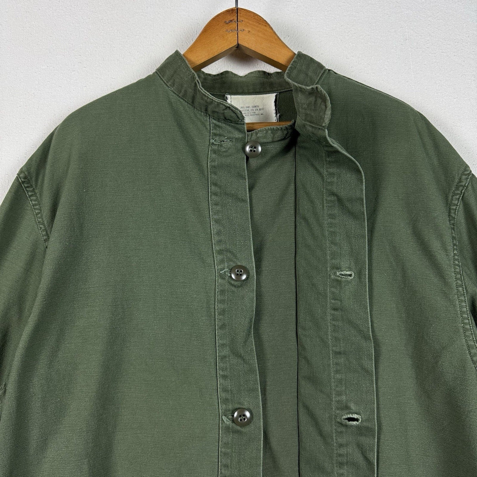 70s US Military Liner Shirt Chemical Protective Button Shirt Large 8415009008249