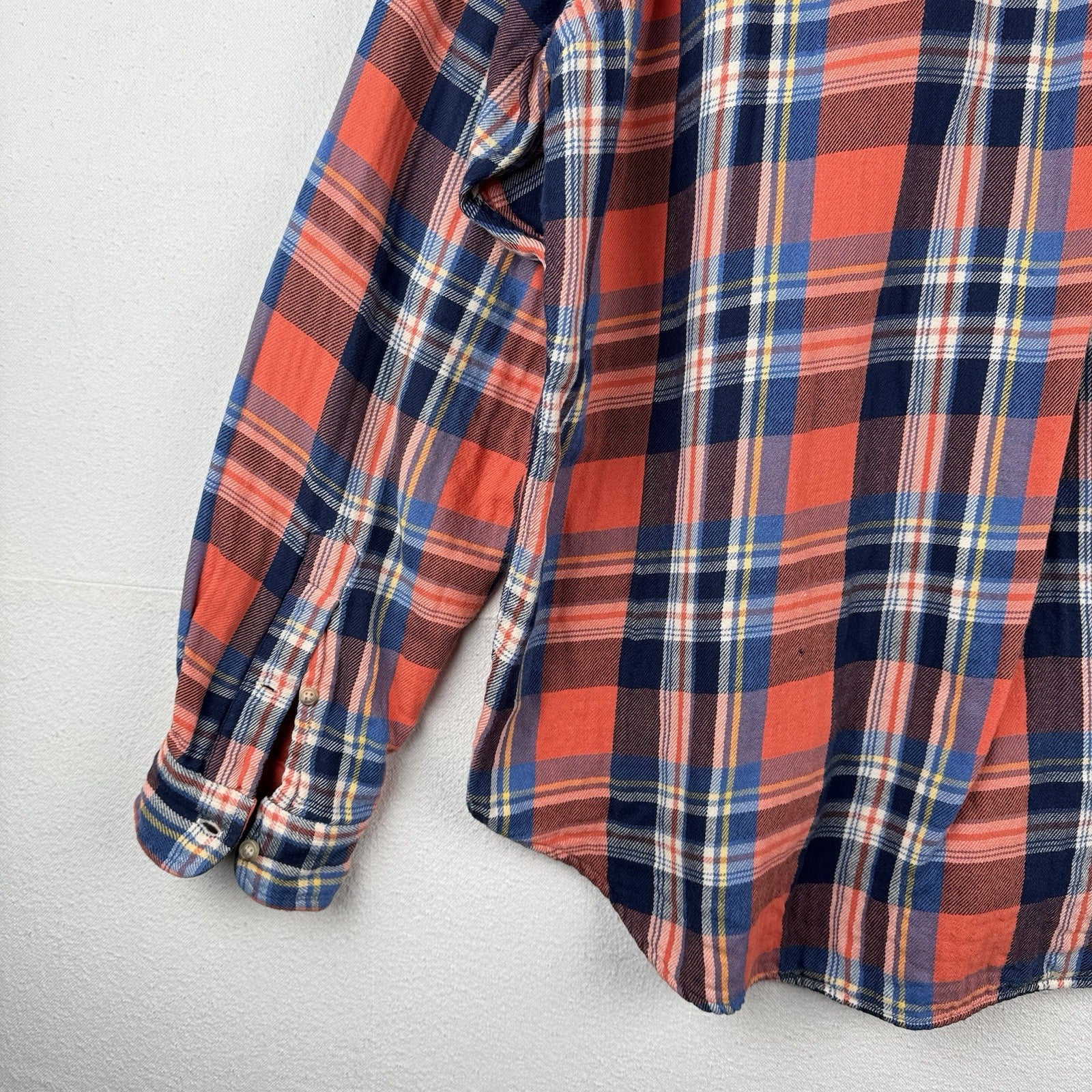 Vtg Polo Ralph Lauren Men's 2XL Plaid Lined Flannel Shirt Orange Double Layer