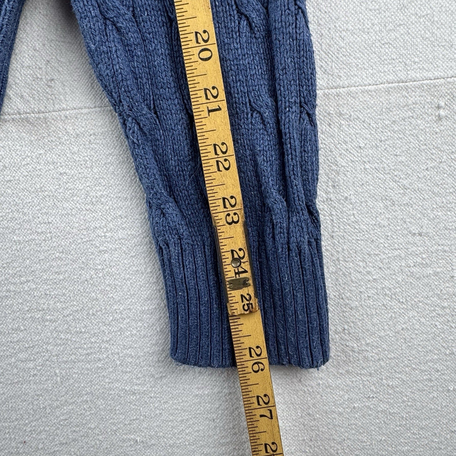 Vintage Polo Ralph Lauren 100% Silk Sweater Mens Large Blue Cable Knit V Neck