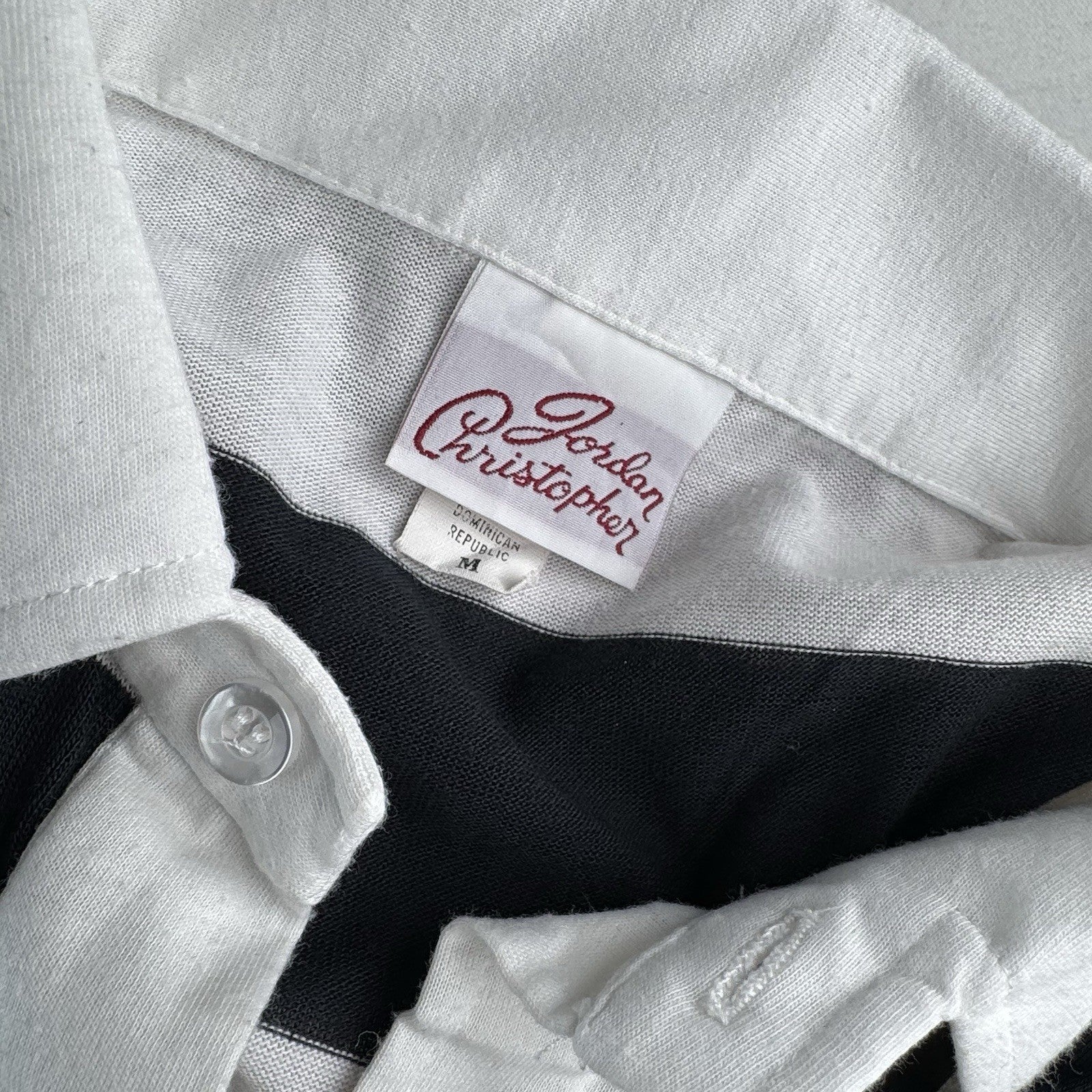 Vtg Jordan Christopher Thin Polo Shirt Men's Medium Stripe Pocket Short Sleeve
