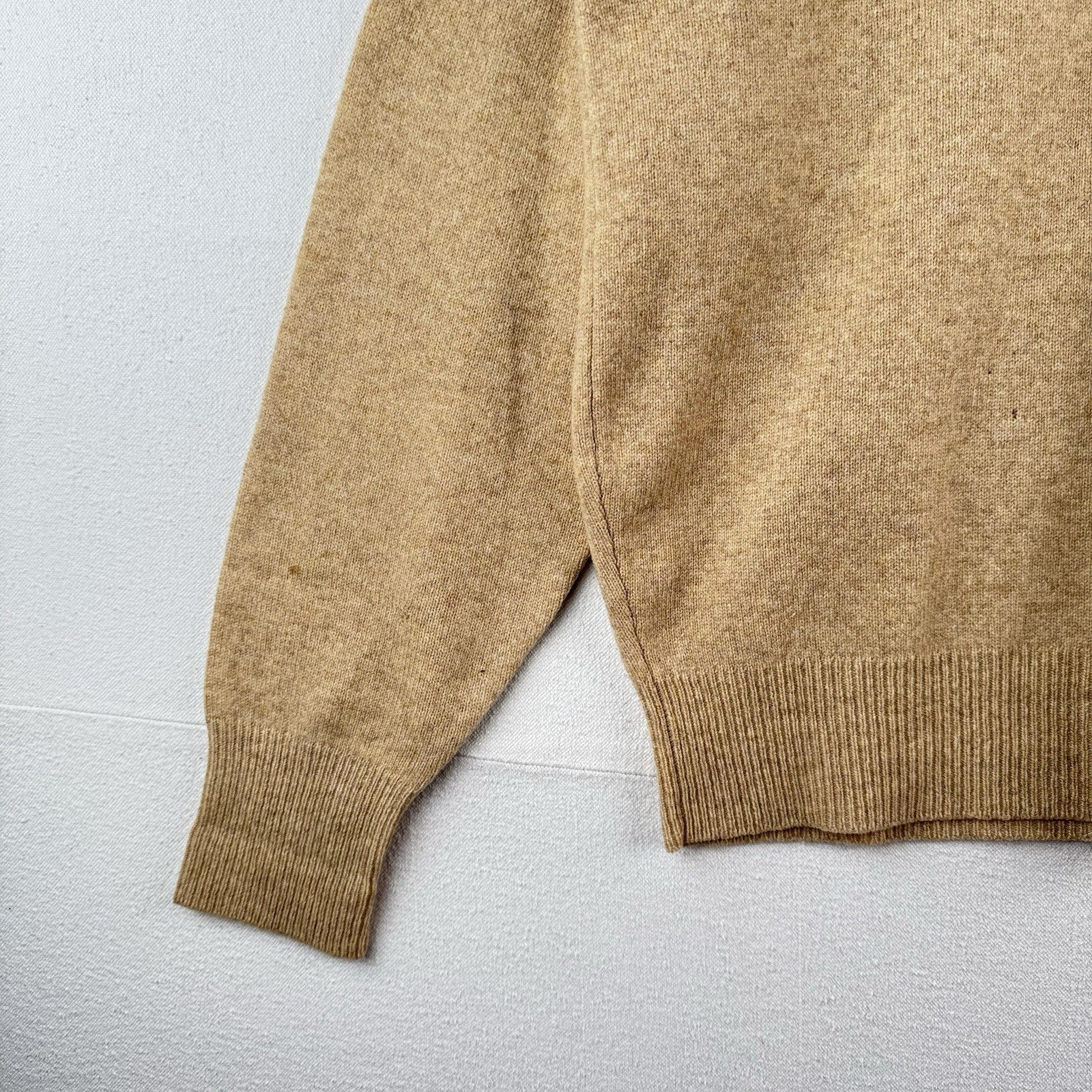 90s Vtg Polo Ralph Lauren Sweater Mens M Camel Tan Lambswool Knit Collared *Read