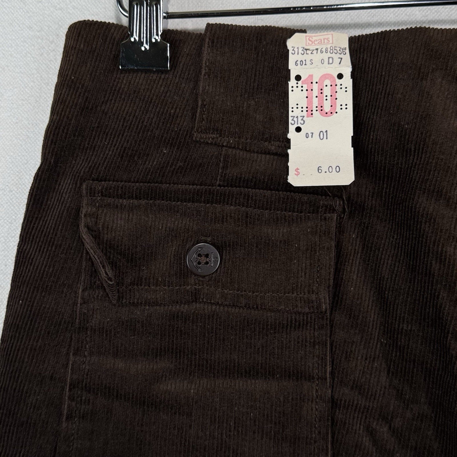 70's Vtg Sears Women’s 9-10 Brown Corduroy Safari Shorts 28x4 Deadstock *Read