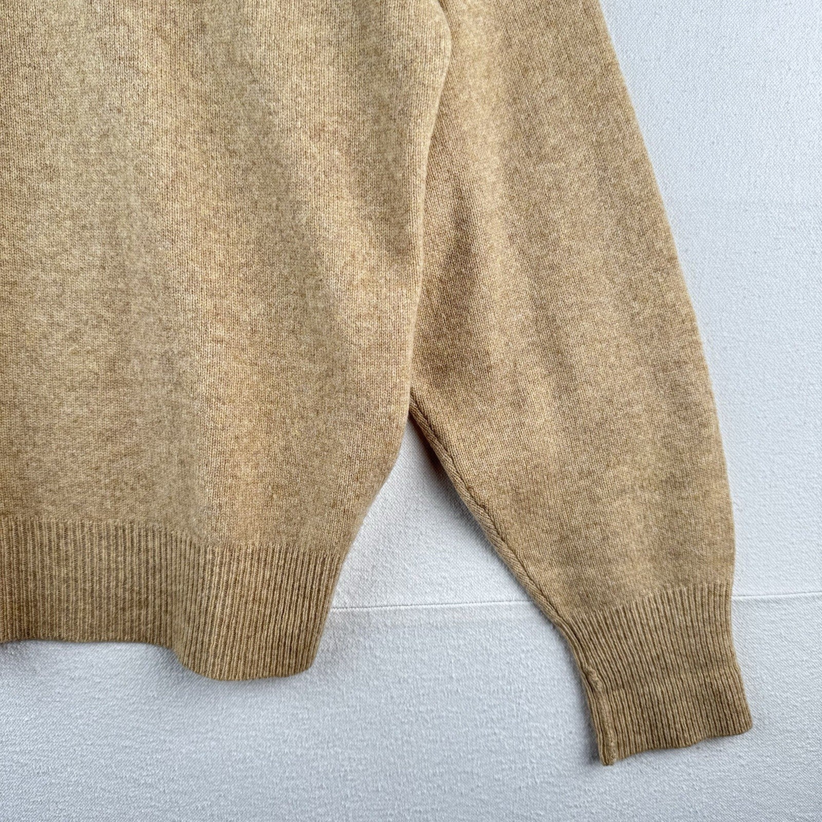 90s Vtg Polo Ralph Lauren Sweater Mens M Camel Tan Lambswool Knit Collared *Read