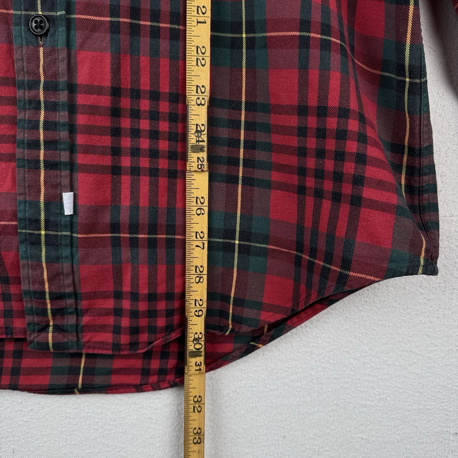 90’s Vtg Polo Ralph Lauren Tartan Plaid Wool Blend Flannel Shirt Men's M Red