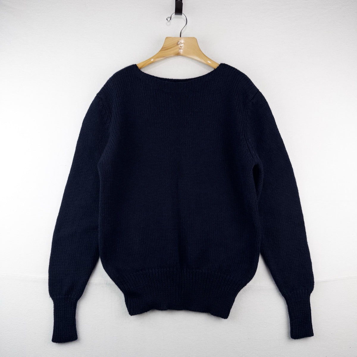 80’s Vtg Peterborough Row X Bloomingdales Boat Neck Wool Heavy Blue Sweater L