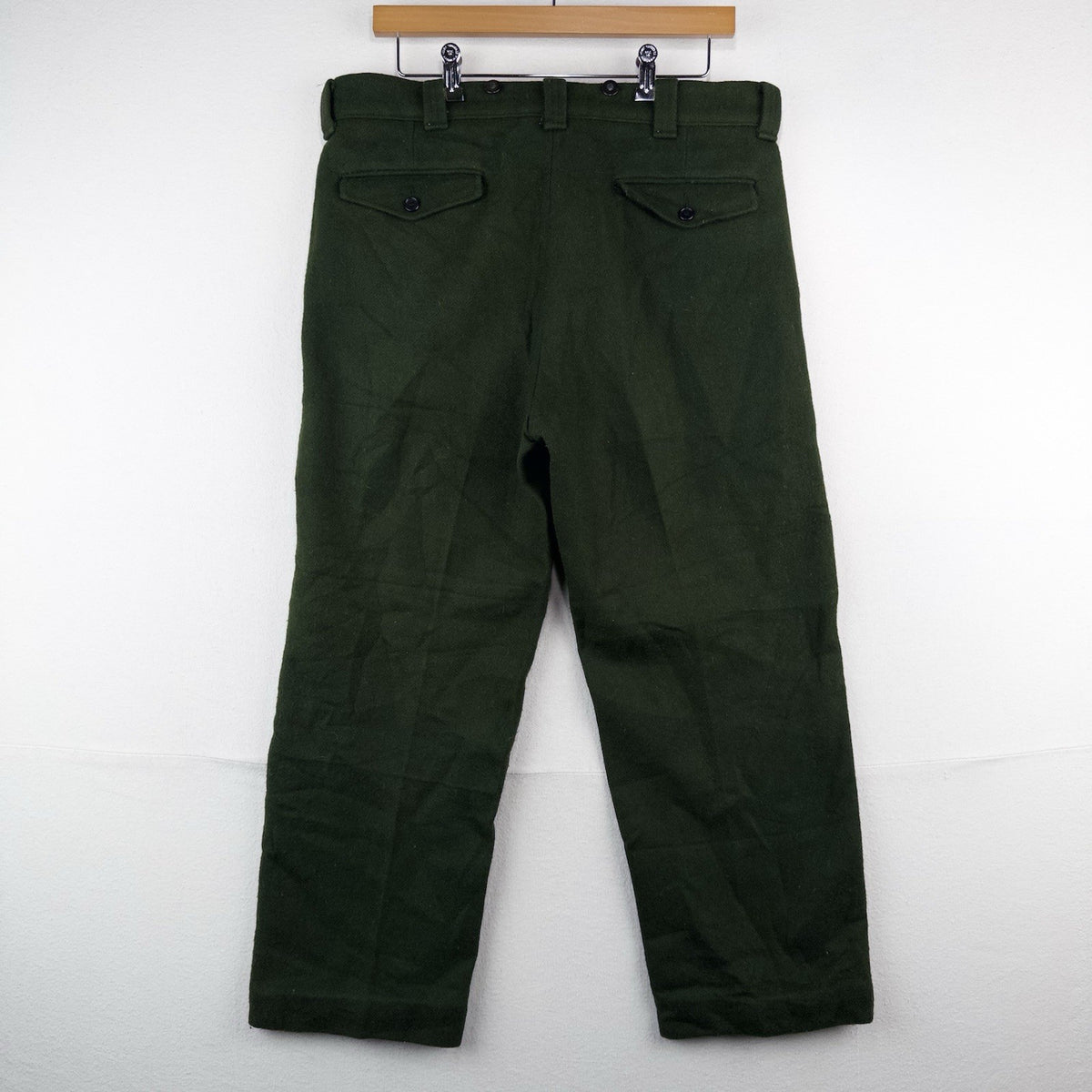 70’s Vtg Woolrich Hunting Malone Pants 34x26 Wool Forest Green High Rise 12” USA