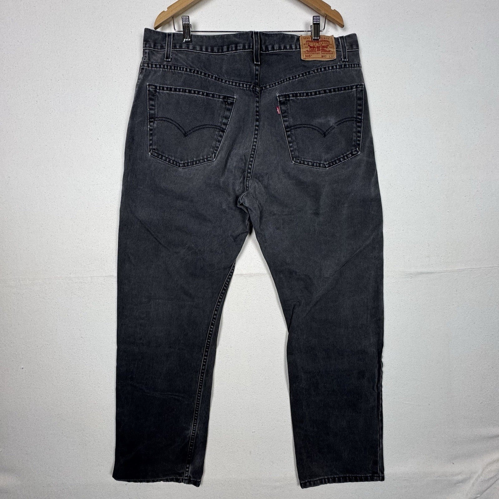 Levis 505 40x32 Straight Fit Lightwashed Black Denim Men's Jeans