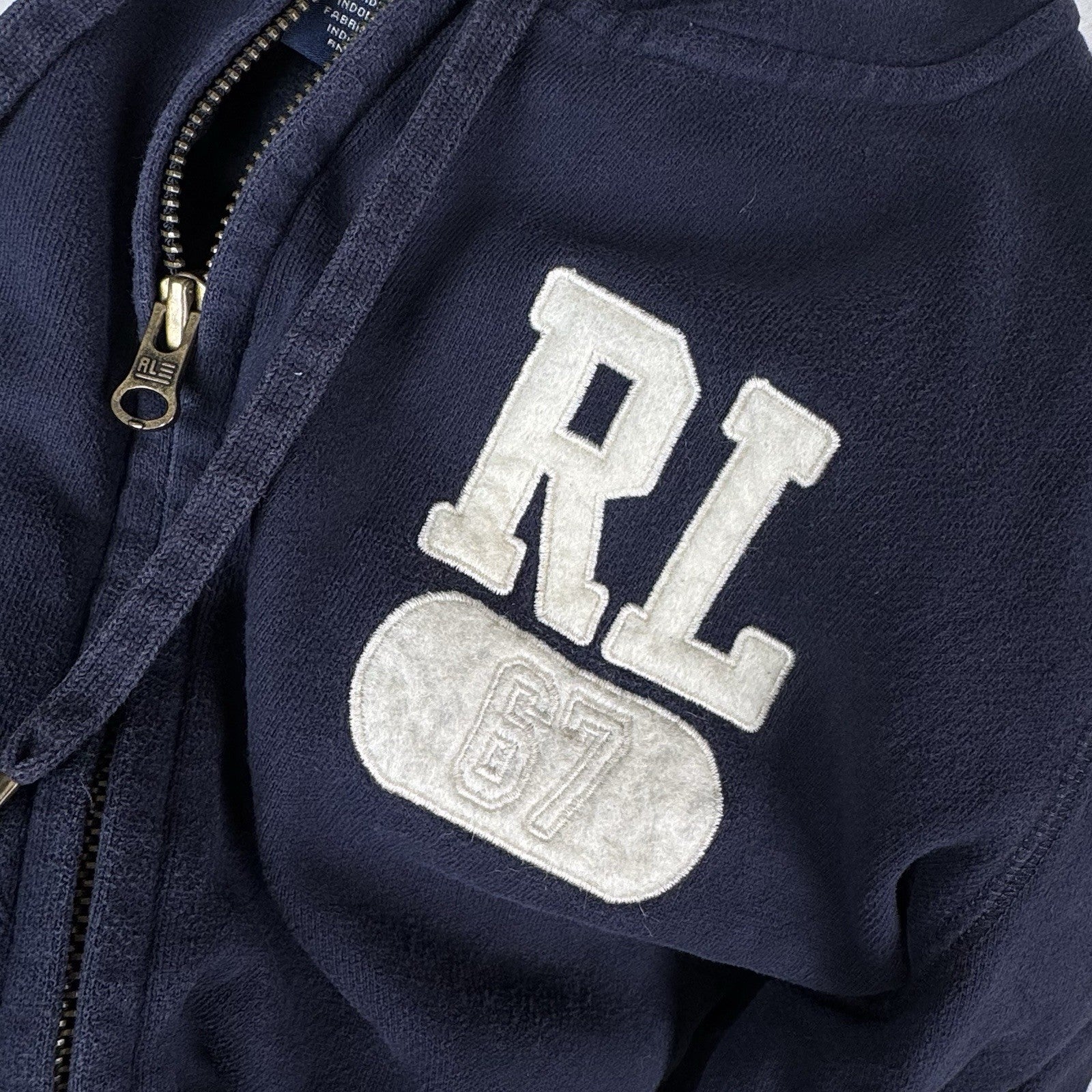 Polo Jeans Ralph Lauren Embroidered RL67 Zip Hoodie Women's Large Youth XL Blue