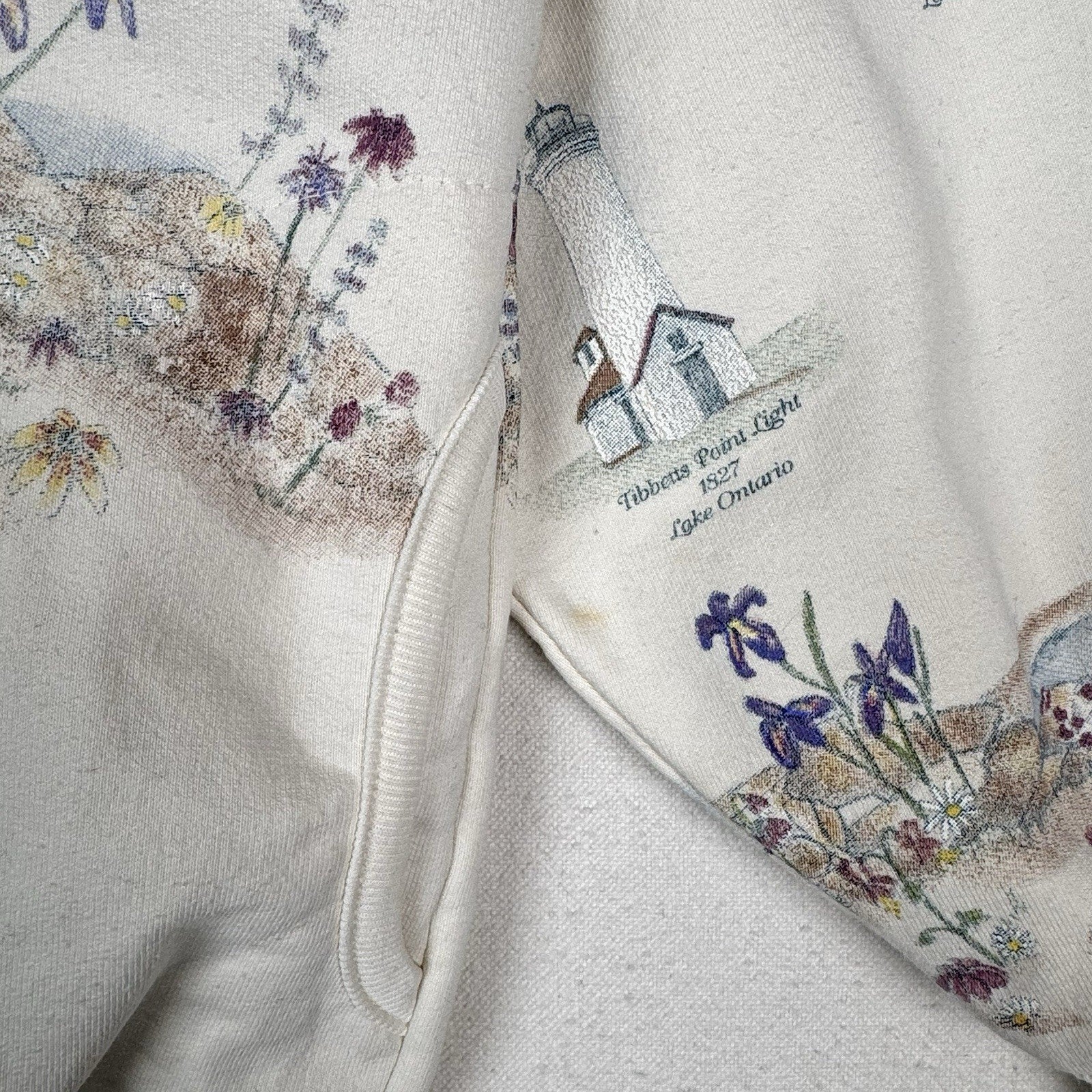 Vtg Artisan Cardigan Lighthouse Beach Sweatshirt Great Lake Pockets 2XL Made USA