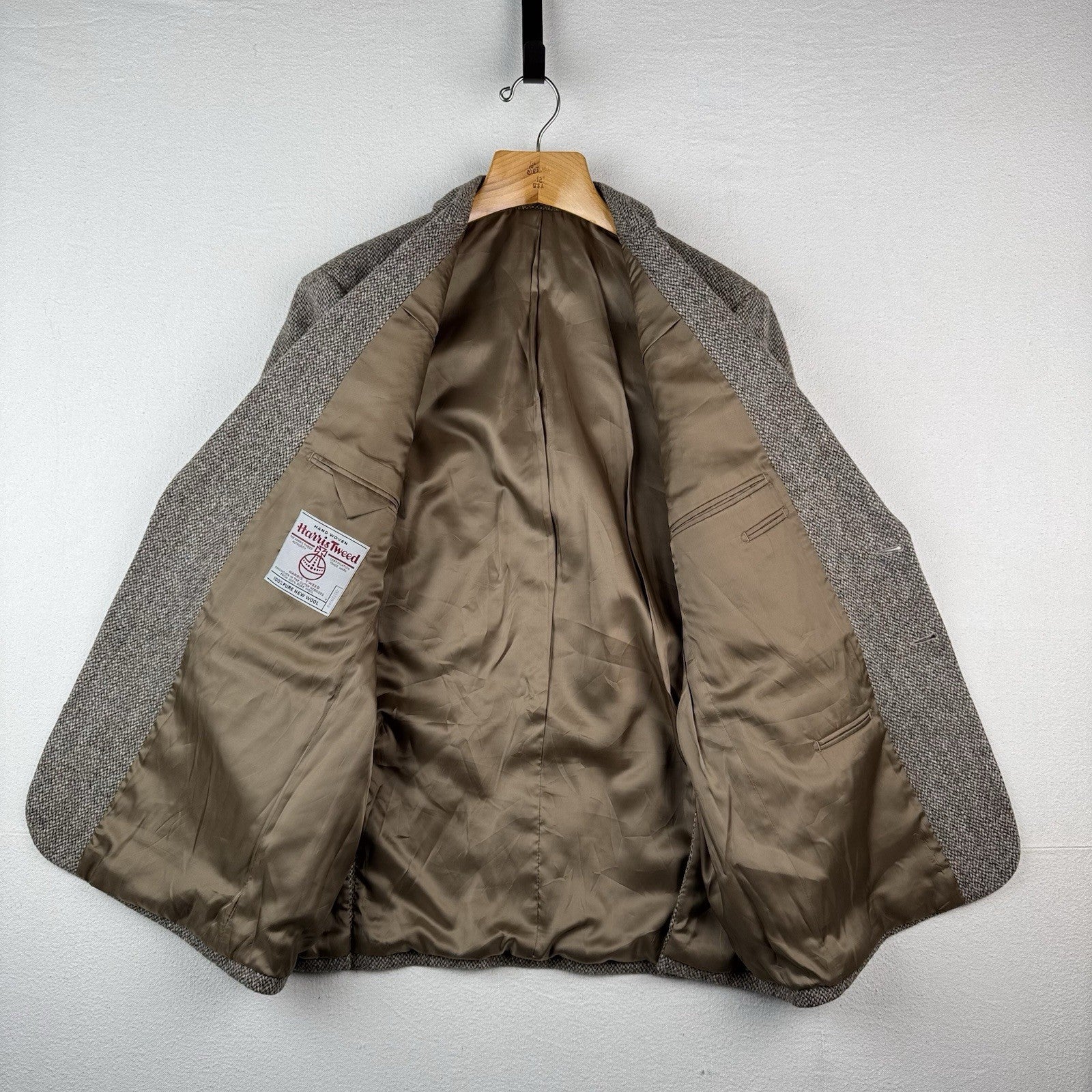 Harris Tweed Sport Coat 46R Brown Green 100% Wool Jacket Blazer
