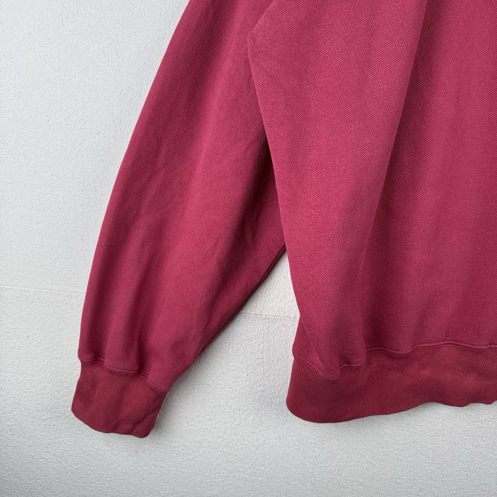 90’s Vtg Polo Ralph Lauren Jersey Sweatshirt Men XL Red Pink Raglan *Sunfaded